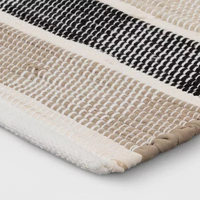 Check Striped Chindi Handwoven Area Rug 4'x5'6"