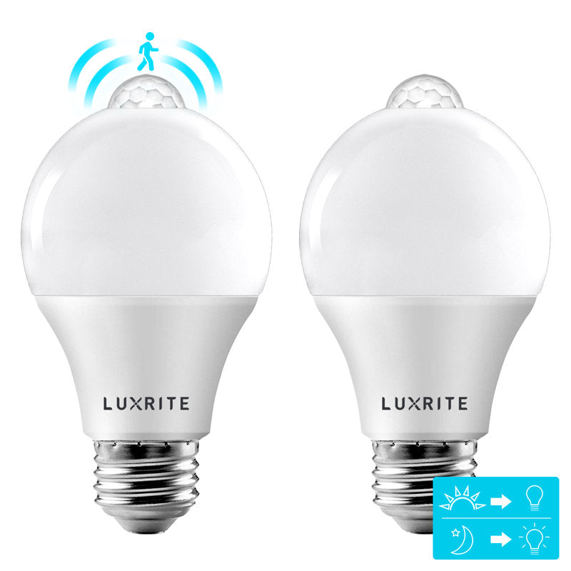 A19 LED, Motion Sensor Light Bulb, E26/Medium (Standard) Base (Set of 2)