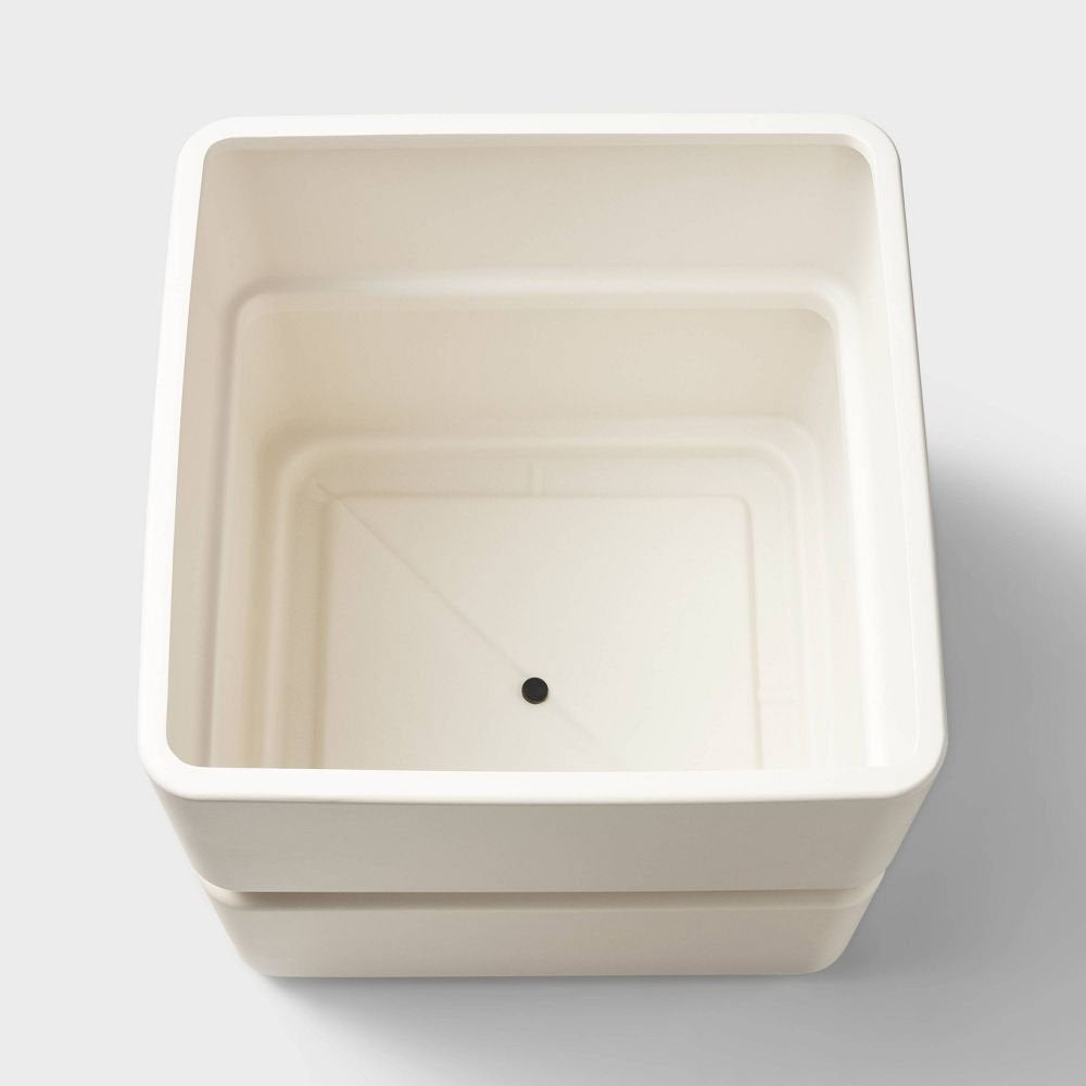 Wide Square Indoor Outdoor Planter Pot White