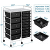 15 Drawers Rolling Storage Cart Multipurpose Mobile Rolling Utility Storage Organizer Cart Tools Scrapbook Paper Organizer on Wheels, Black