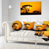 Beautiful African Sunset in Savannah - Landscape Printed Throw Pillow