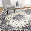 Premium Sakarya Traditional Medallion Area Rug, Ivory/Blue, 21
