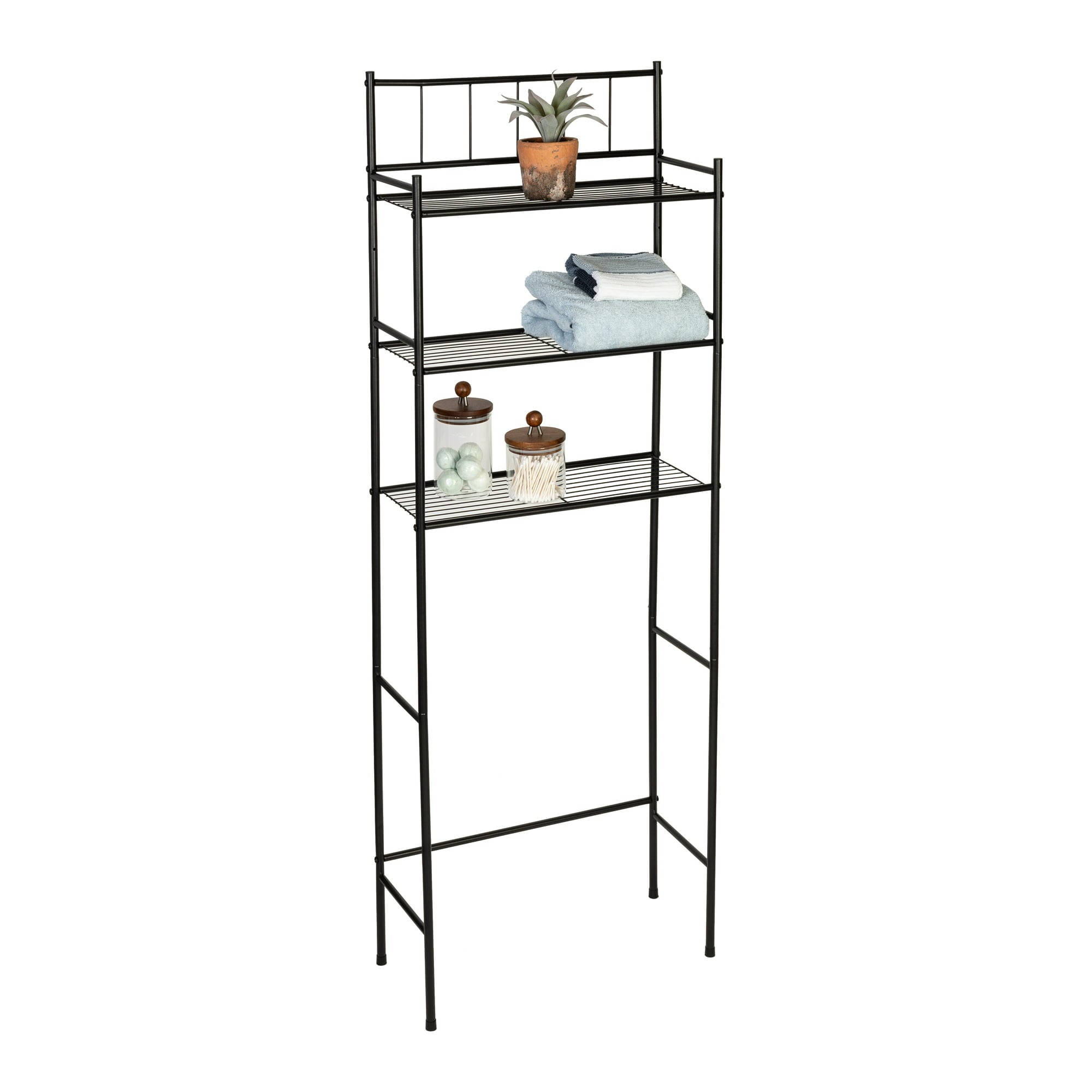 3-Tier Steel Over-The-Toilet Space Saver, Black