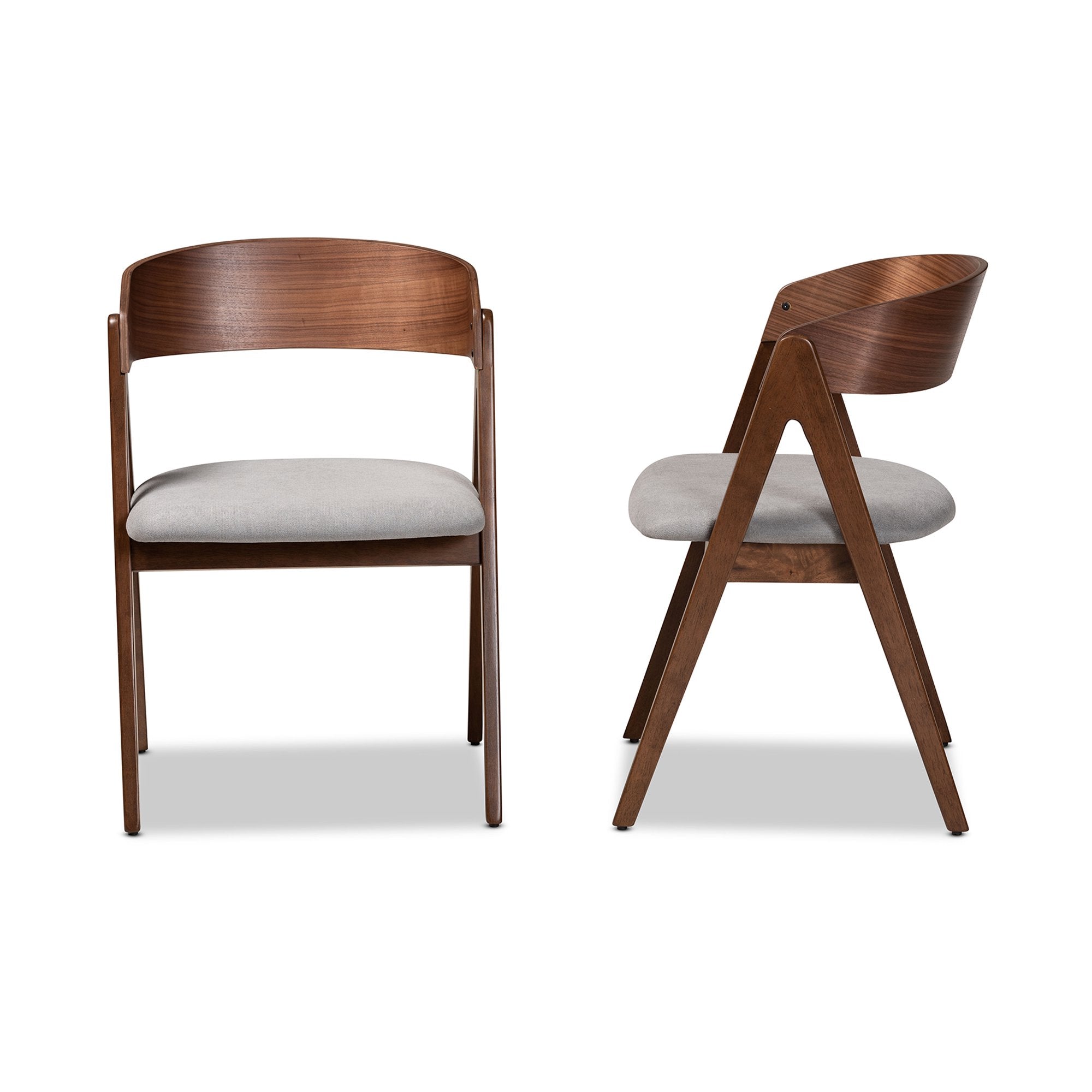 Danton Dining Chair, Set of 2, Walnut Brown/Grey