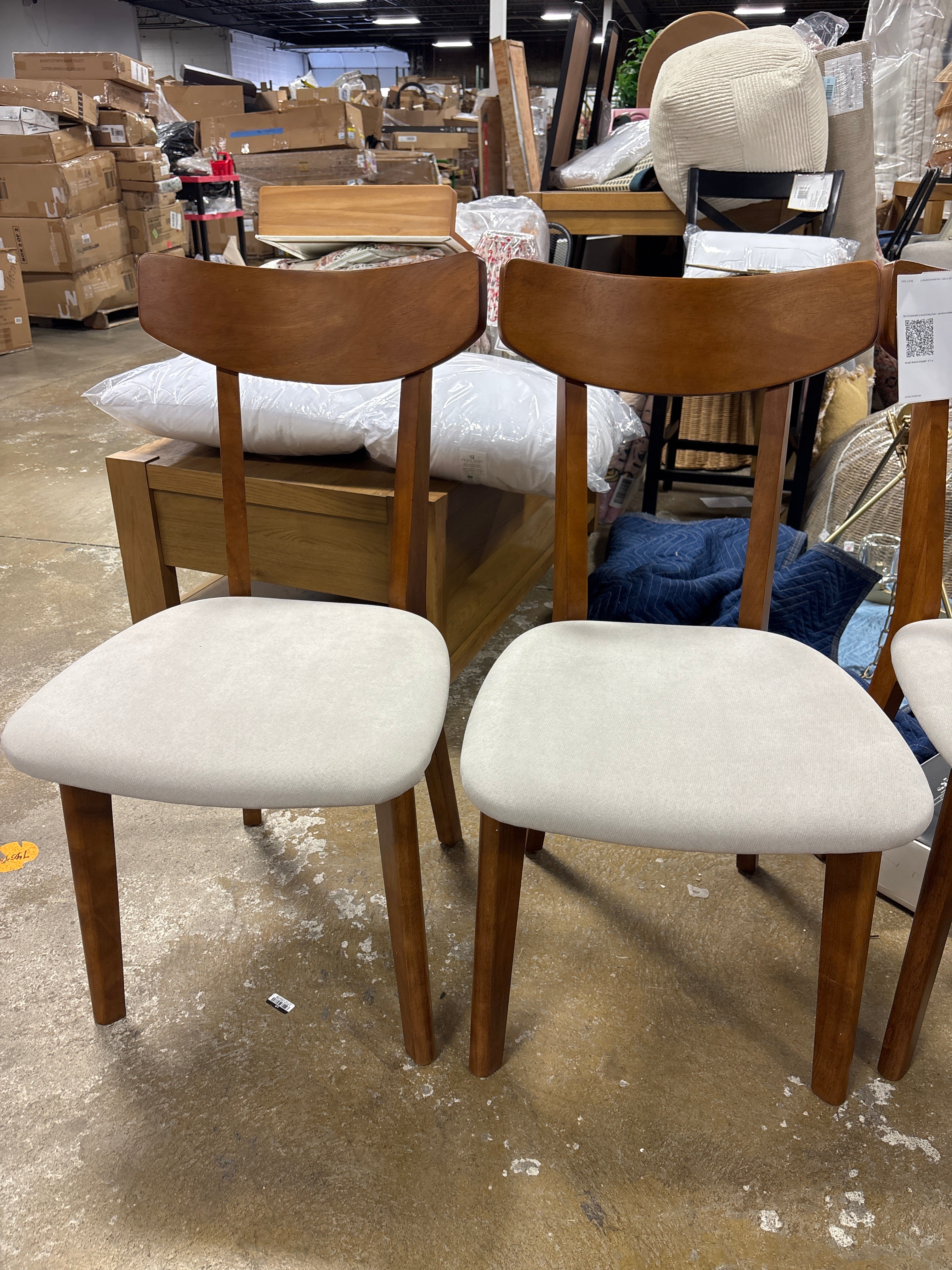 (Set of 4) Astrid Mid-Century Dining Chairs - Upholstered Walnut SHOWROOM ITEM