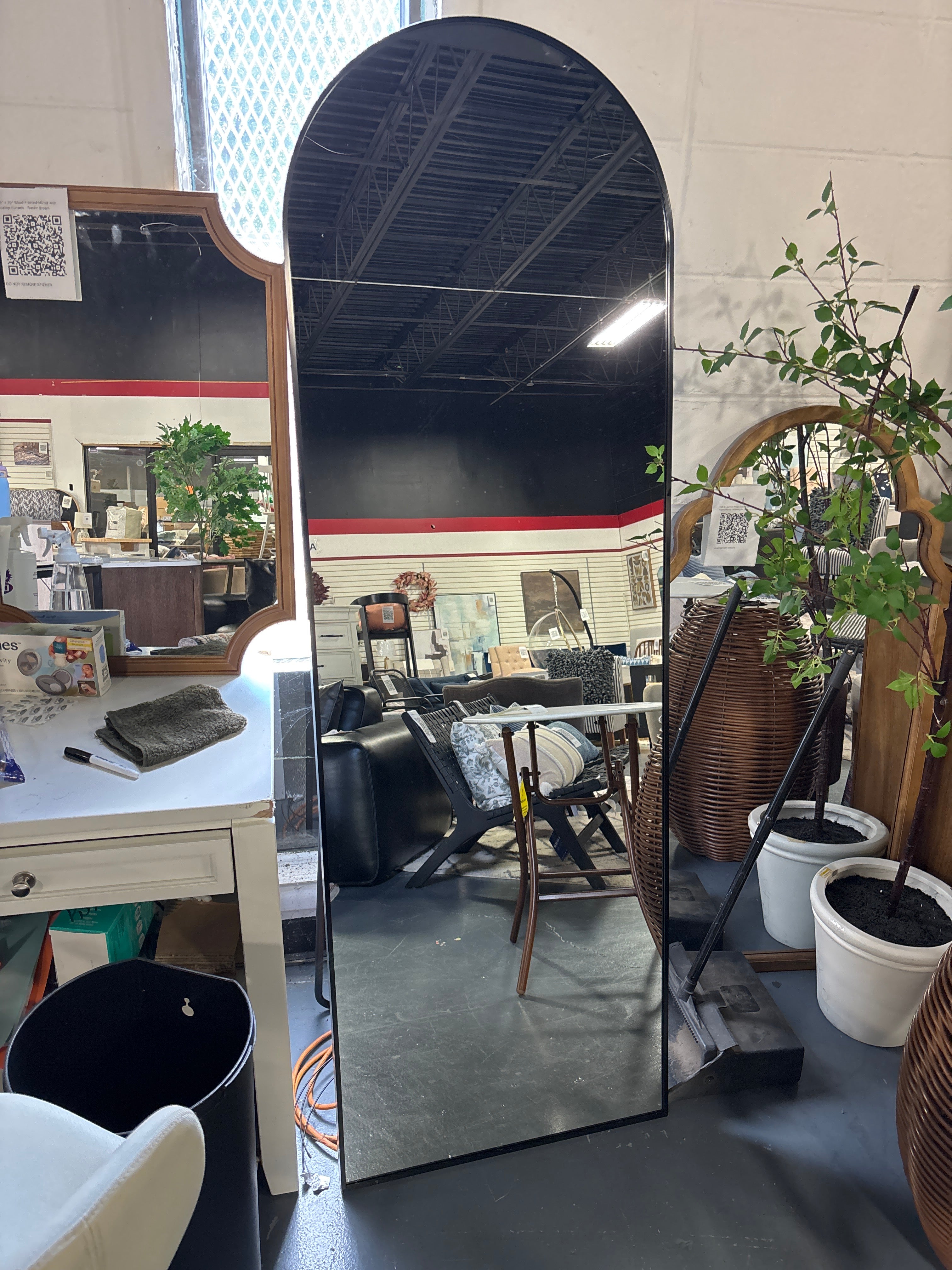 23.5" x 71" Muselady Arched Black Floor Mirror SHOWROOM ITEM
