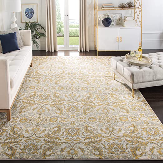 8' x 10' Ivory/Gold Non-Shedding Living Room Bedroom Dining Home Office Area Rug