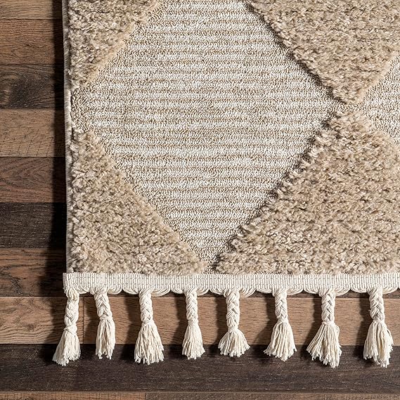 Marissa Diamond Tasseled Indoor Area Rug, Farmhouse Style 7'10"x10'
