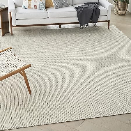 Courtyard Indoor/Outdoor Ivory Silver Area Rug, Geometric, Easy Cleaning, Non Shedding