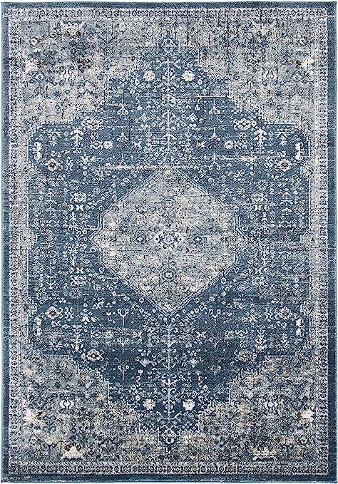 8' x 10' Navy/Ivory Prairie Living Room Dining Bedroom Area Rug