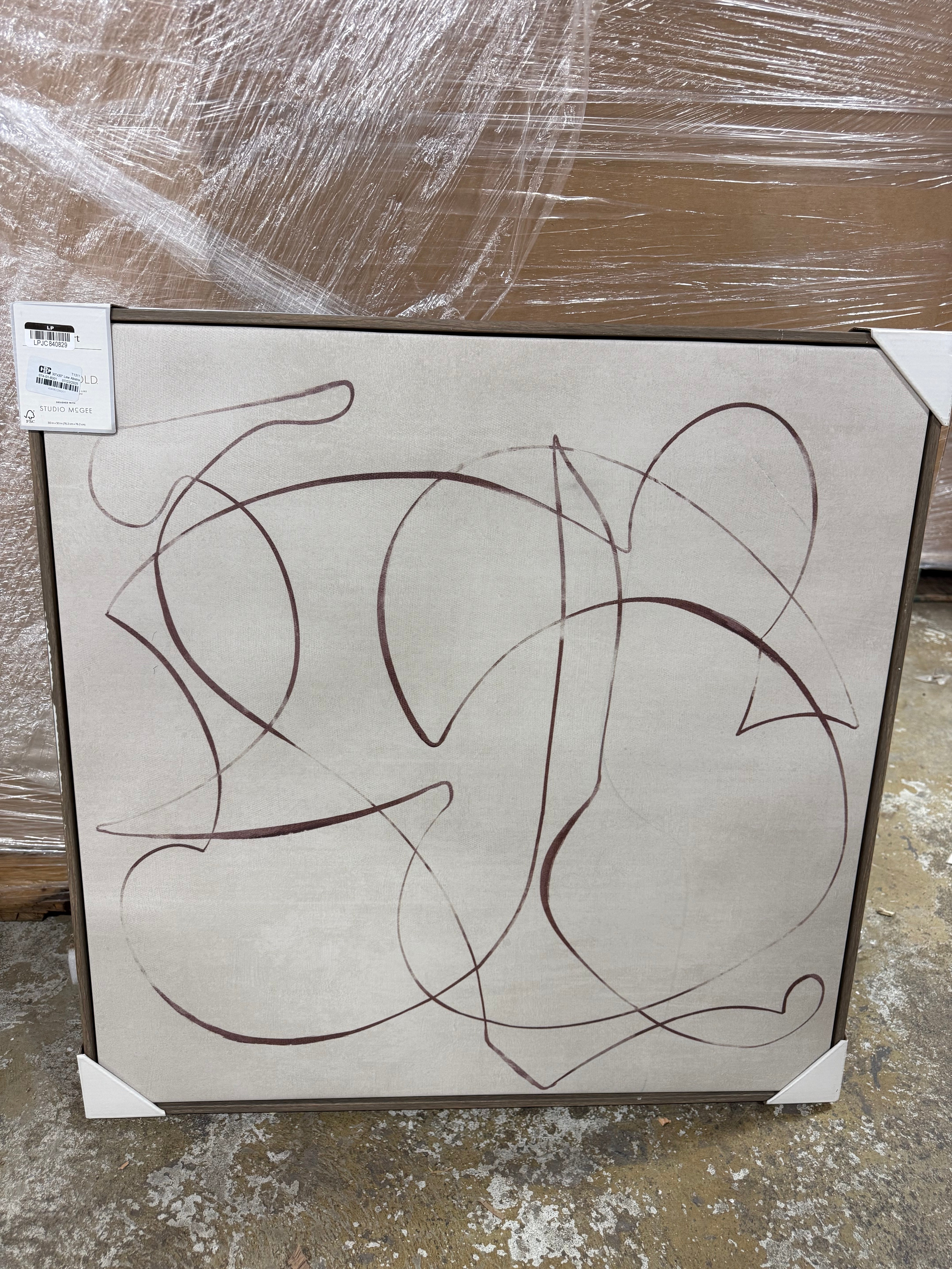 30"x30" Line Abstract Framed Canvas Wall Art - Threshold™ designed with Studio McGee SHOWROOM ITEM