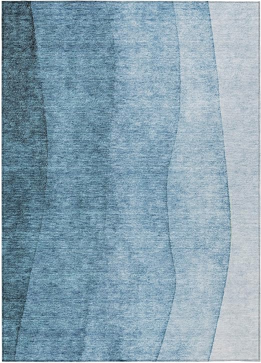 Blue Indoor Outdoor Area Rug, Easy Clean, Machine Washable, Non Shedding, Bedroom, Living Room, Dining Room, Kitchen, Patio Rug