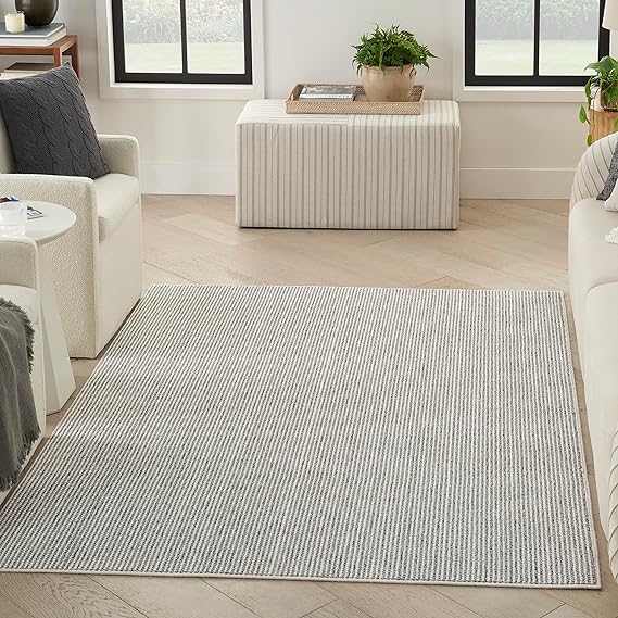 Textured Home All-Over Design Ivory Grey Area Rug, Easy Cleaning, Non ...