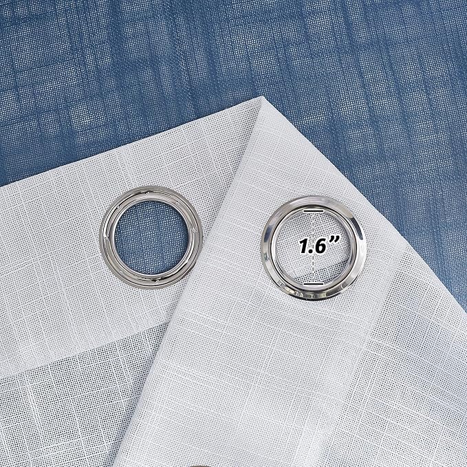 Navy Blue Ombre Curtains Sheer Linen