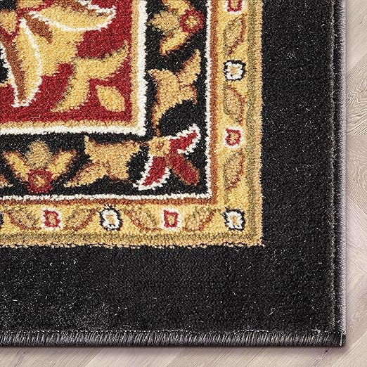 Barclay Medallion Kashan Black Traditional Area Rug