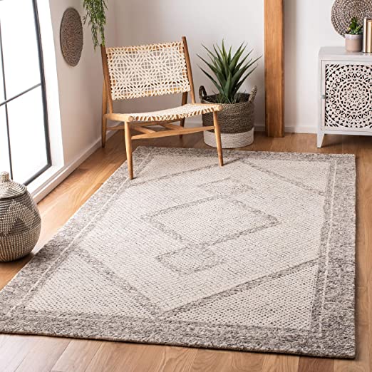 9' x 12' Ivory/Grey Handmade Premium Wool Area Rug