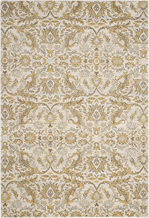 8' x 10' Ivory/Gold Non-Shedding Living Room Bedroom Dining Home Office Area Rug
