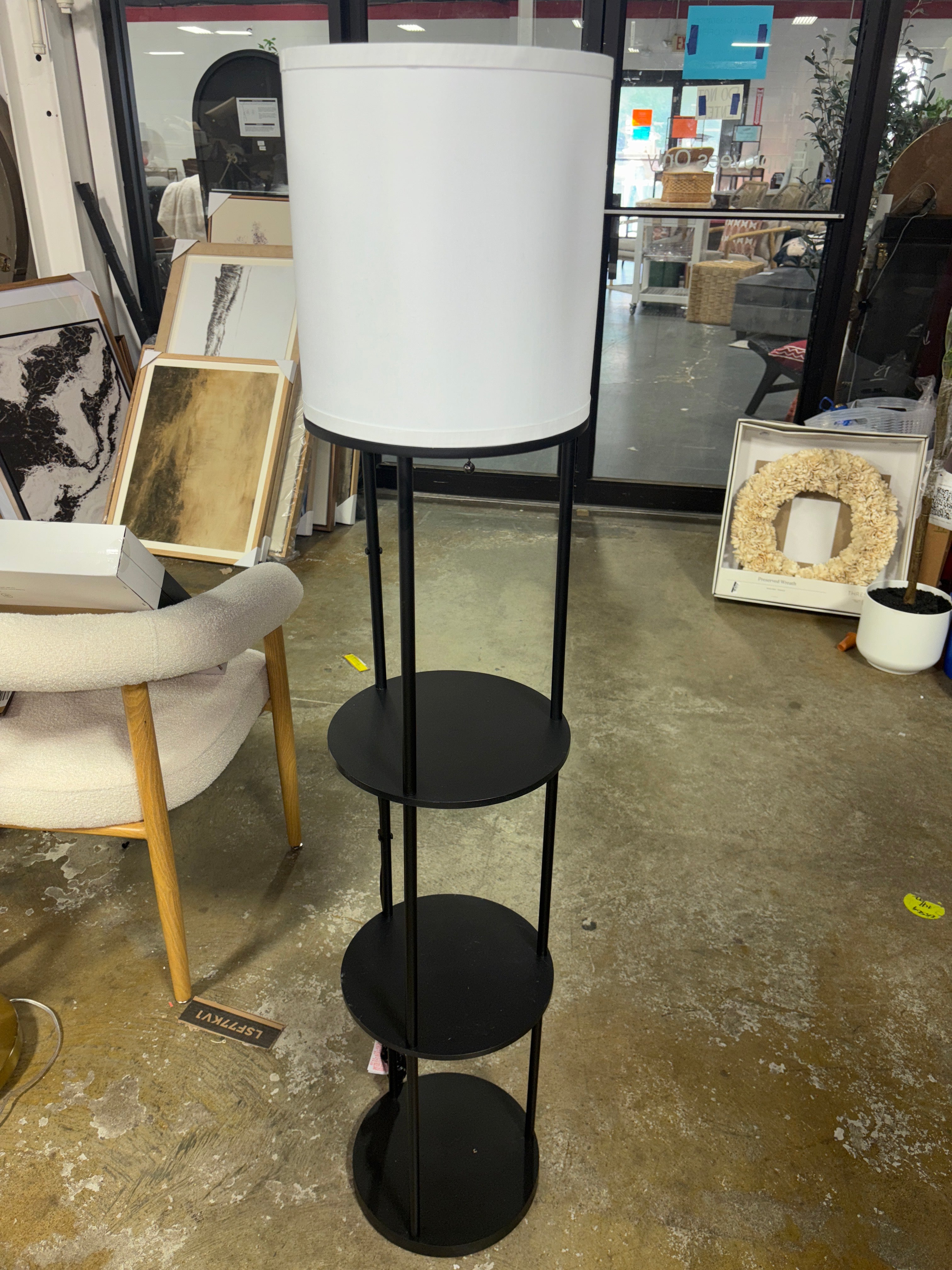 56" x 11" Shelf Floor Lamp - Black SHOWROOM ITEM