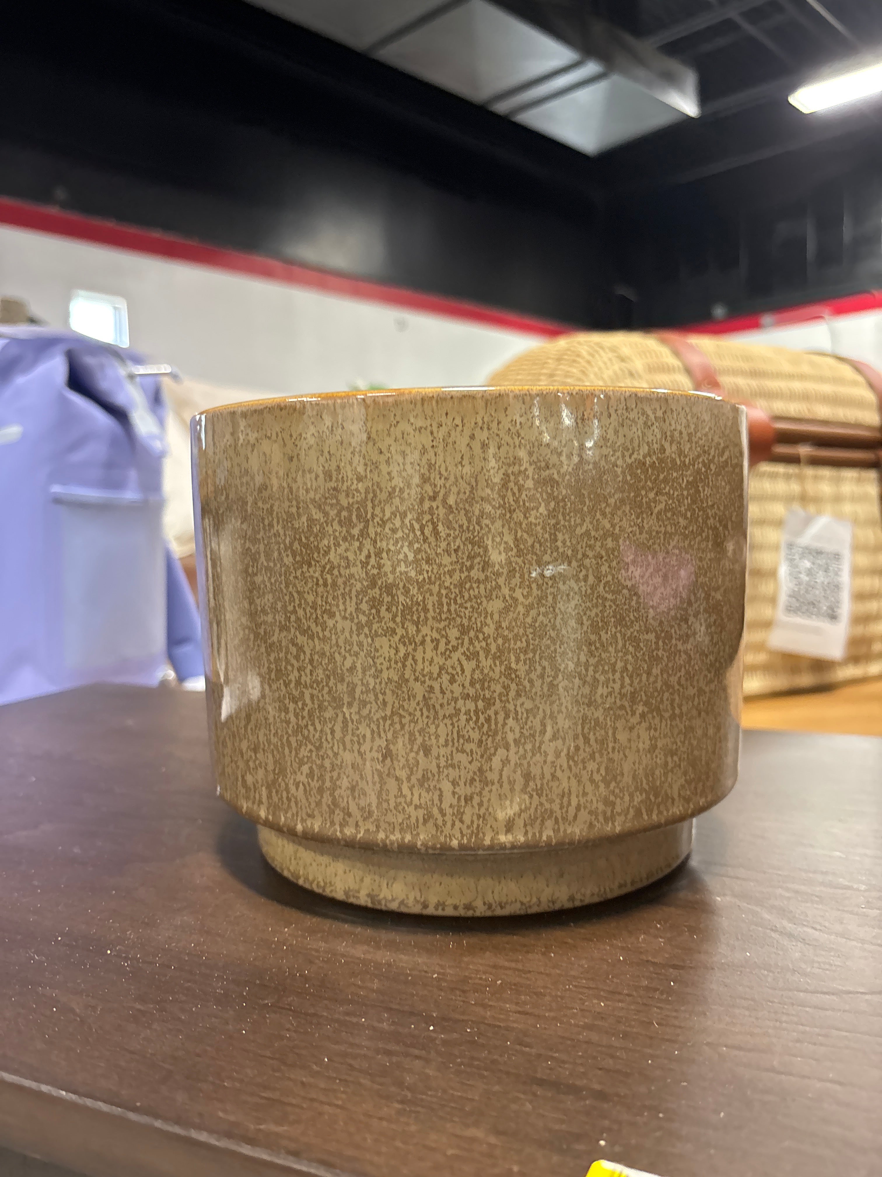 (No Stand) Ceramic Glazed Indoor Outdoor Planter Pot - Brown SHOWROOM ITEM