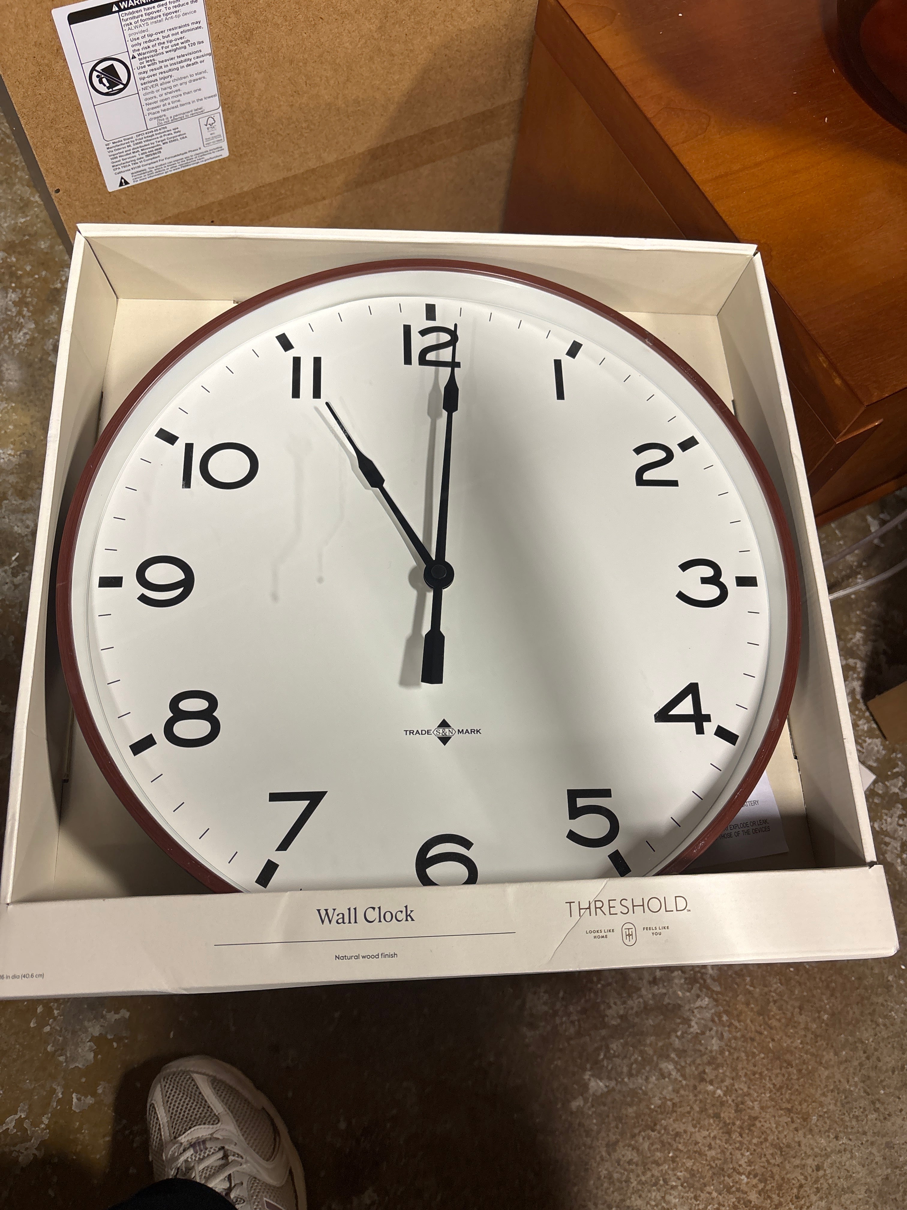 16" Thin Frame Wall Clock - Red/Brown SHOWROOM ITEM