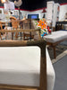 Boucle Upholstered Accent Arm Chair with Brass Details SHOWROOM ITEM