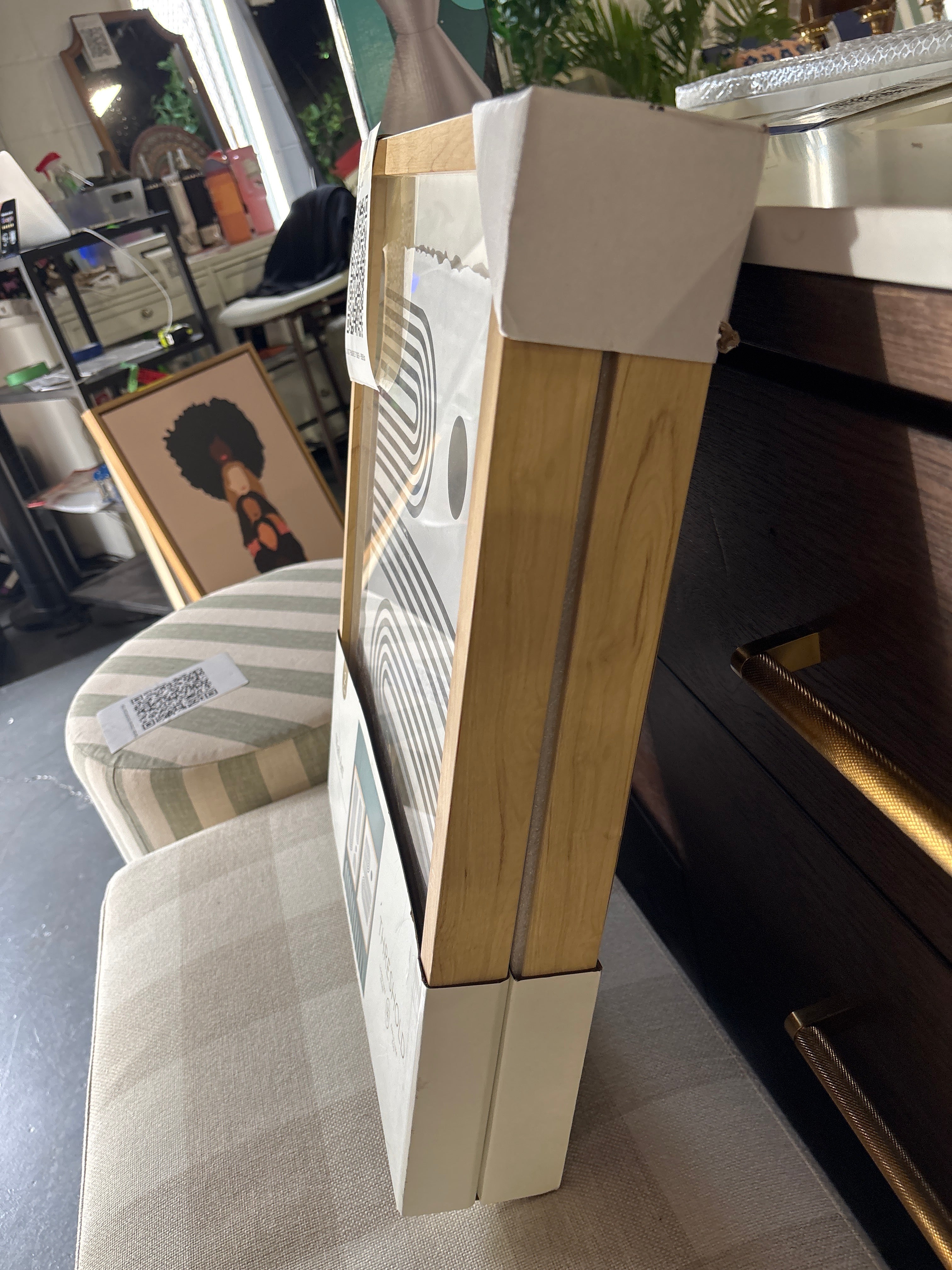 (Set of 2) 16" x 20" Curve Lines Framed Under Glass Threshold SHOWROOM ITEM