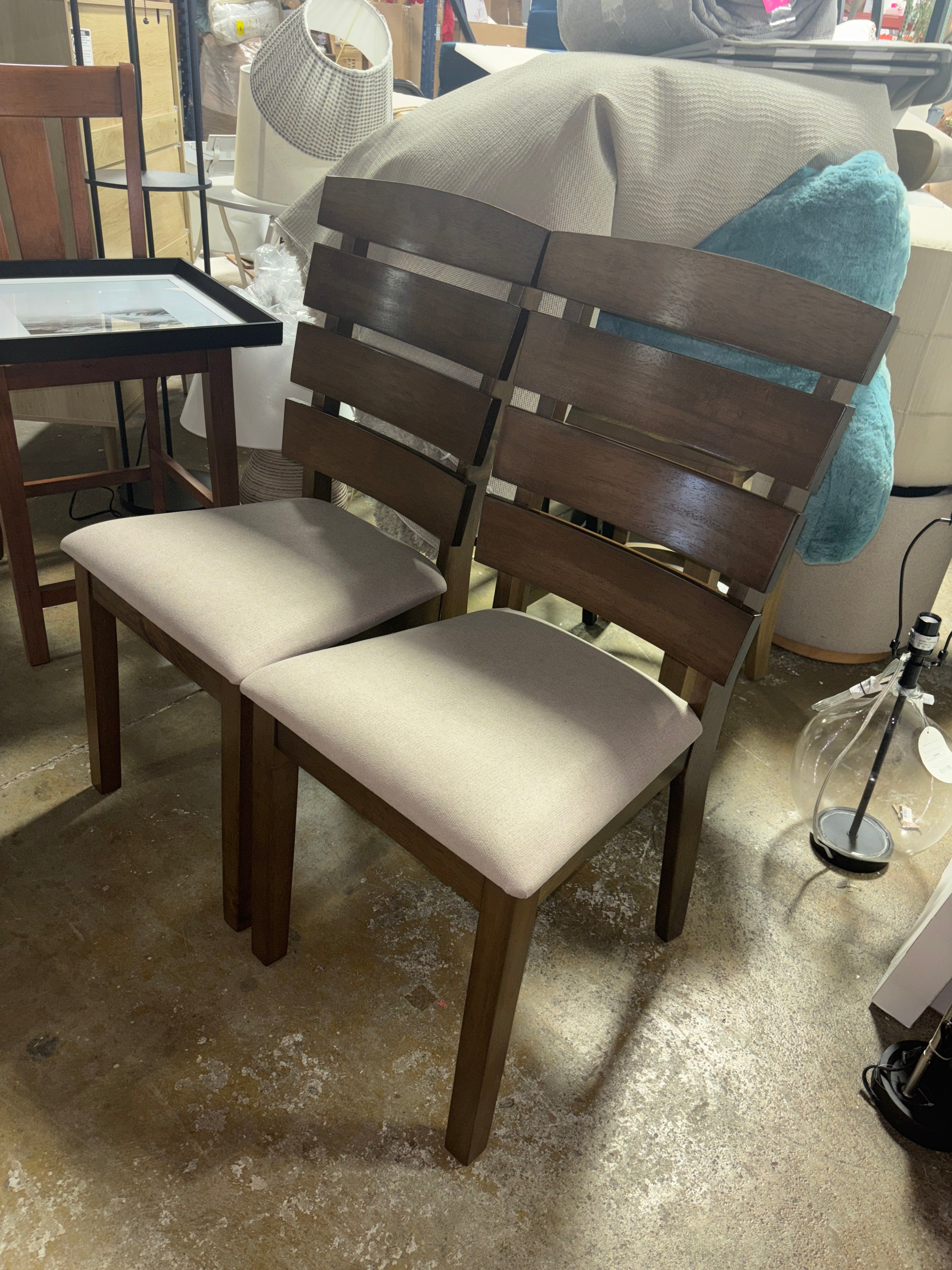 (Set of 2) Dining Chair with Slatted High Backrest and Rubber Wood Legs SHOWROOM ITEM