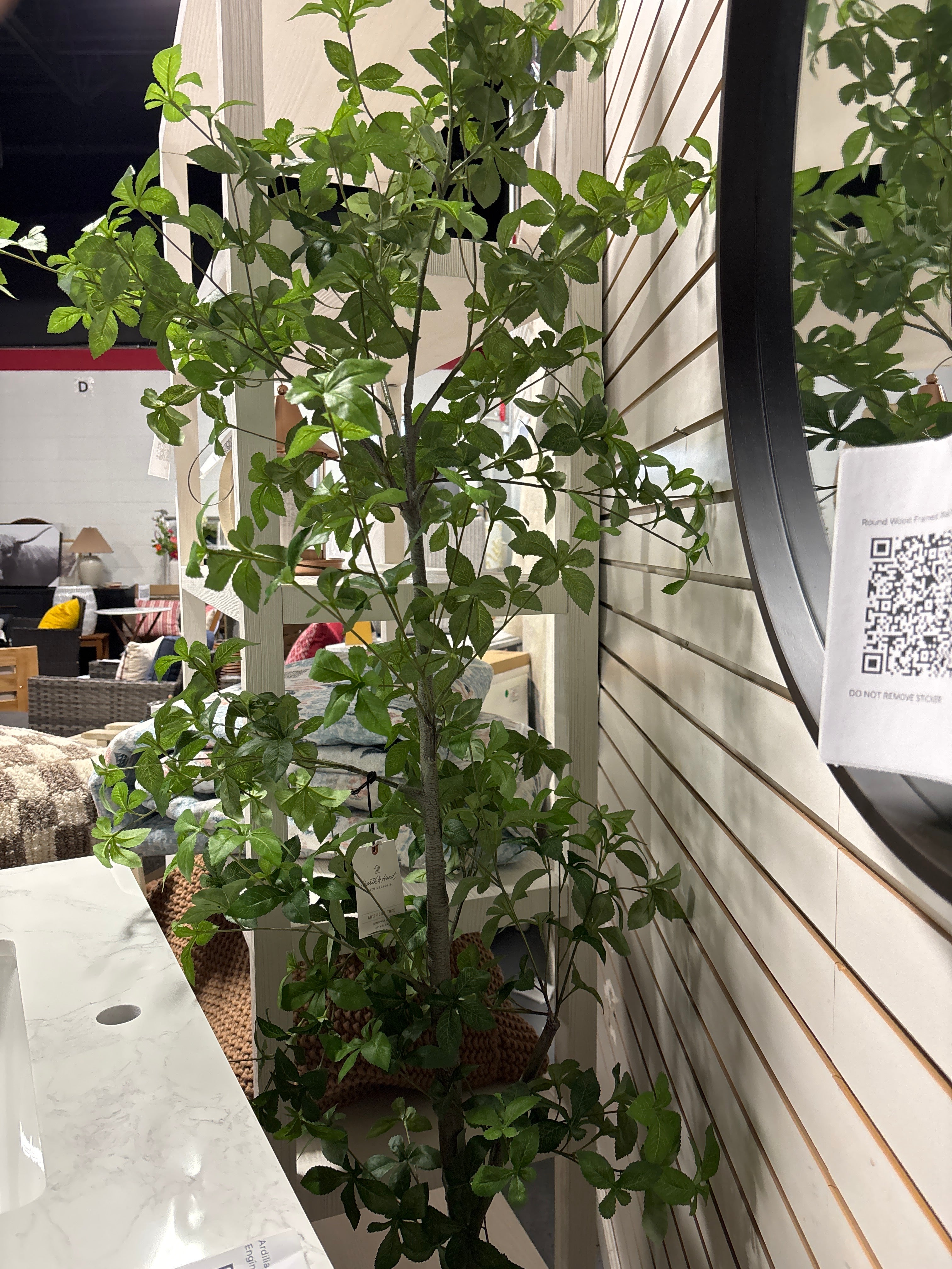 8' Faux Gypsophila Leaf Potted Tree SHOWROOM ITEM