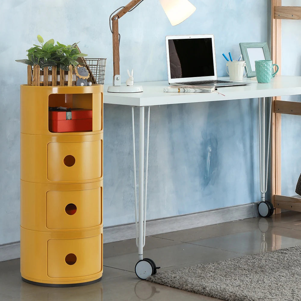 ABS Multifunction Storage Table Stackable Detachable Organizer - Yellow