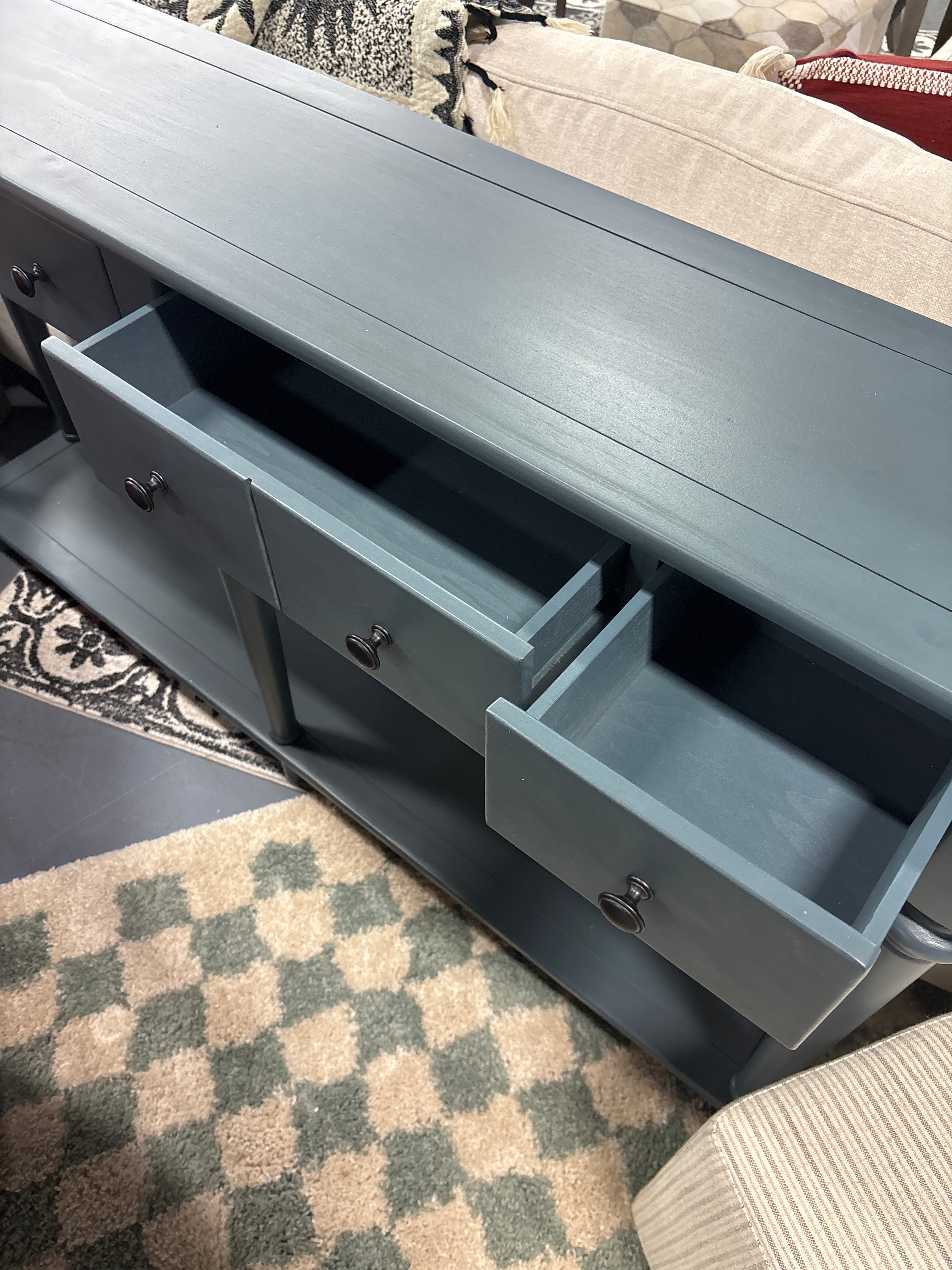 59.6" W Console Table With 4 Drawers - Navy Blue SHOWROOM ITEM