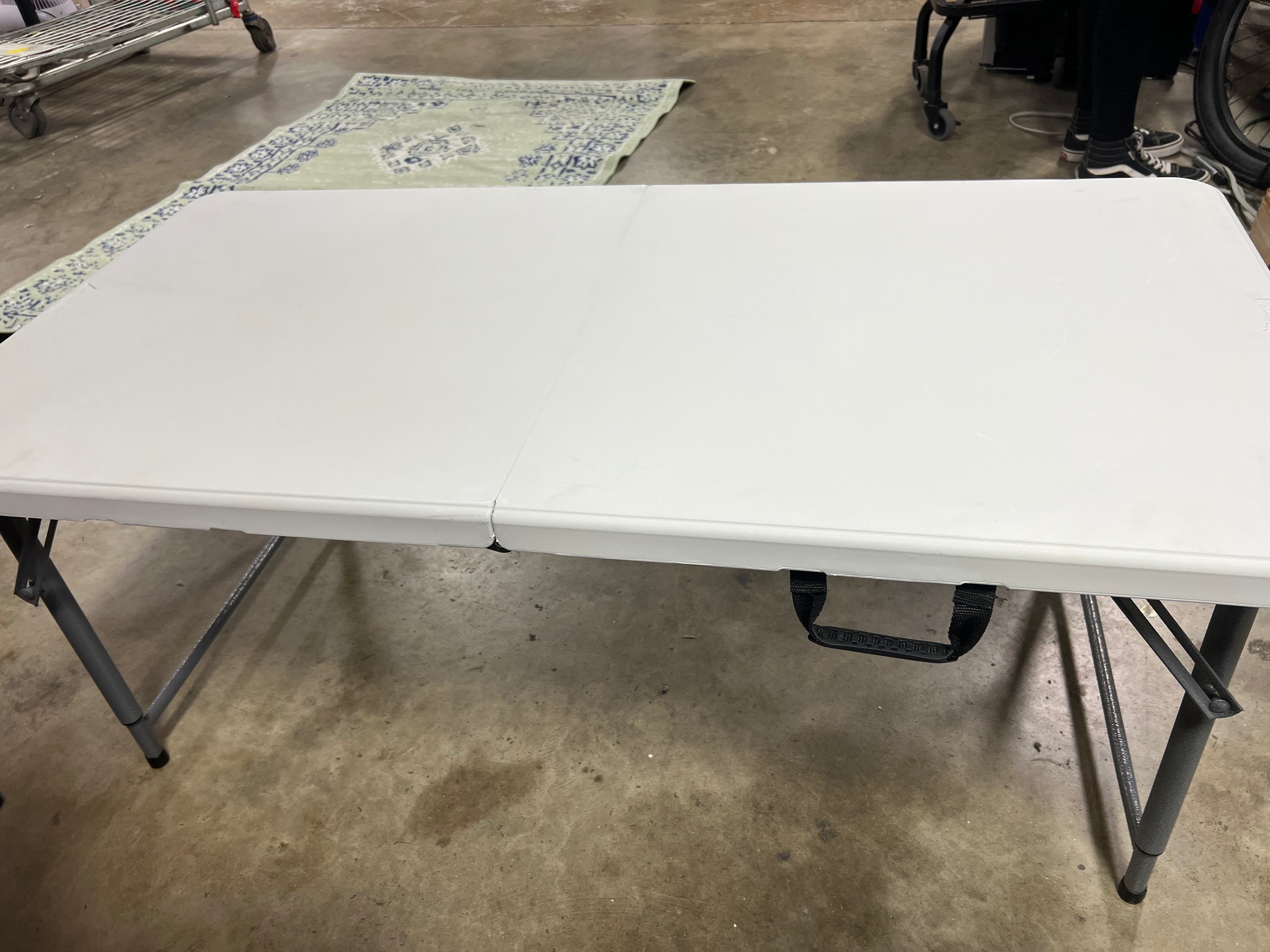 Adjustable Height Folding Table Off-White