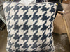 Printed plush Houndstooth Square Throw Pillow with Faux Shearling Reverse