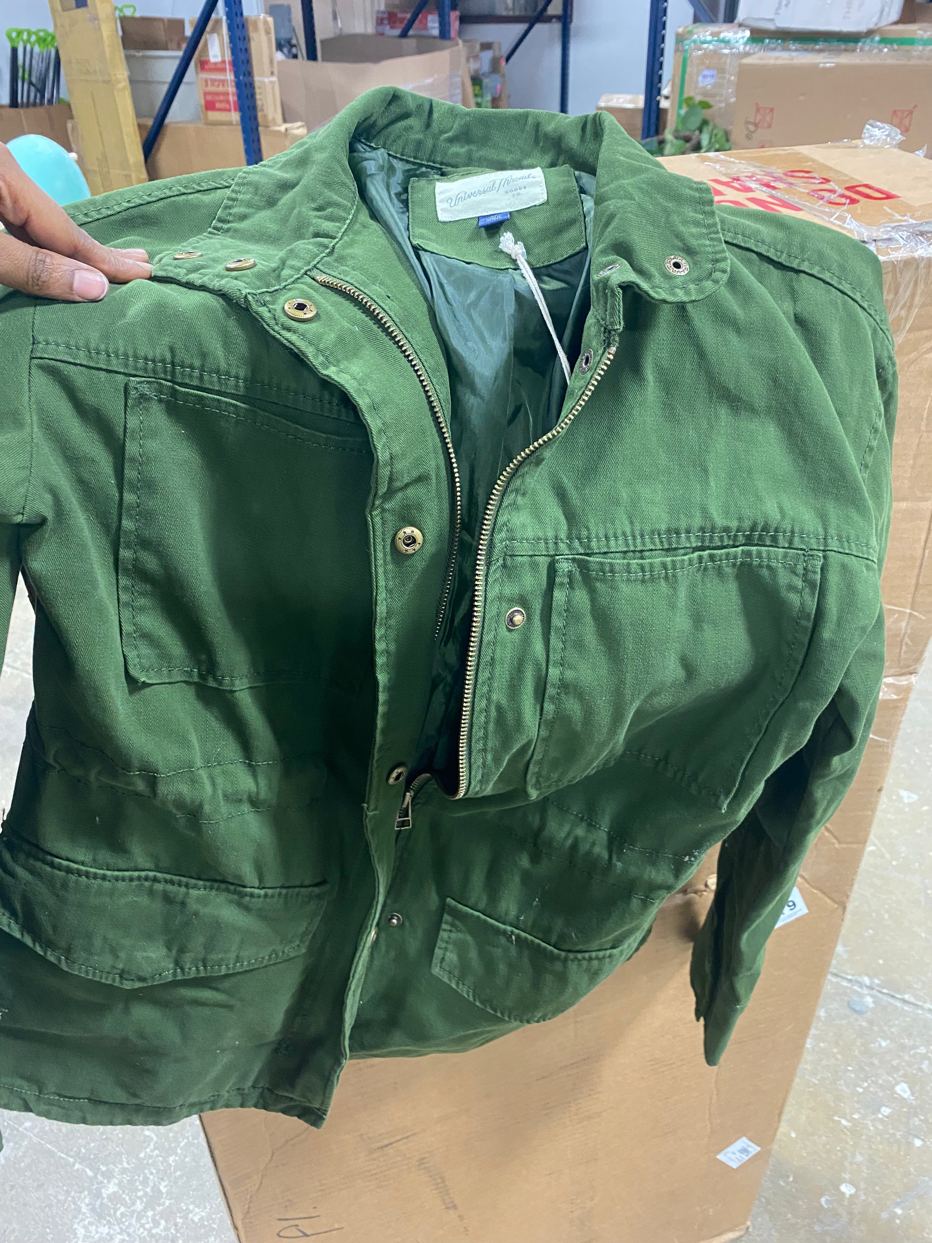 Women's Dark Green Full Zip Utility Military Field Jacket