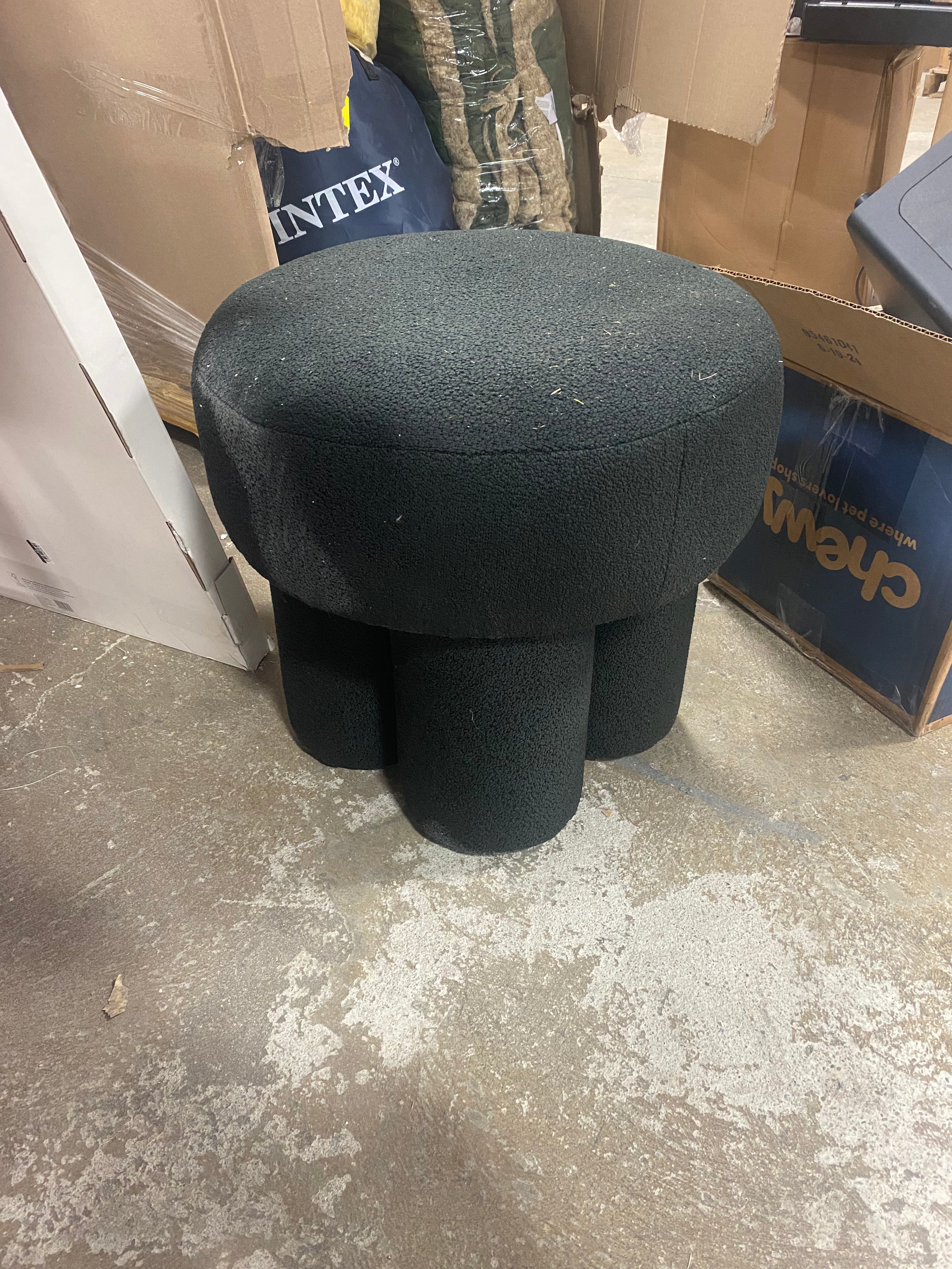 Boucle Fully Upholstered Accent Ottoman Stool