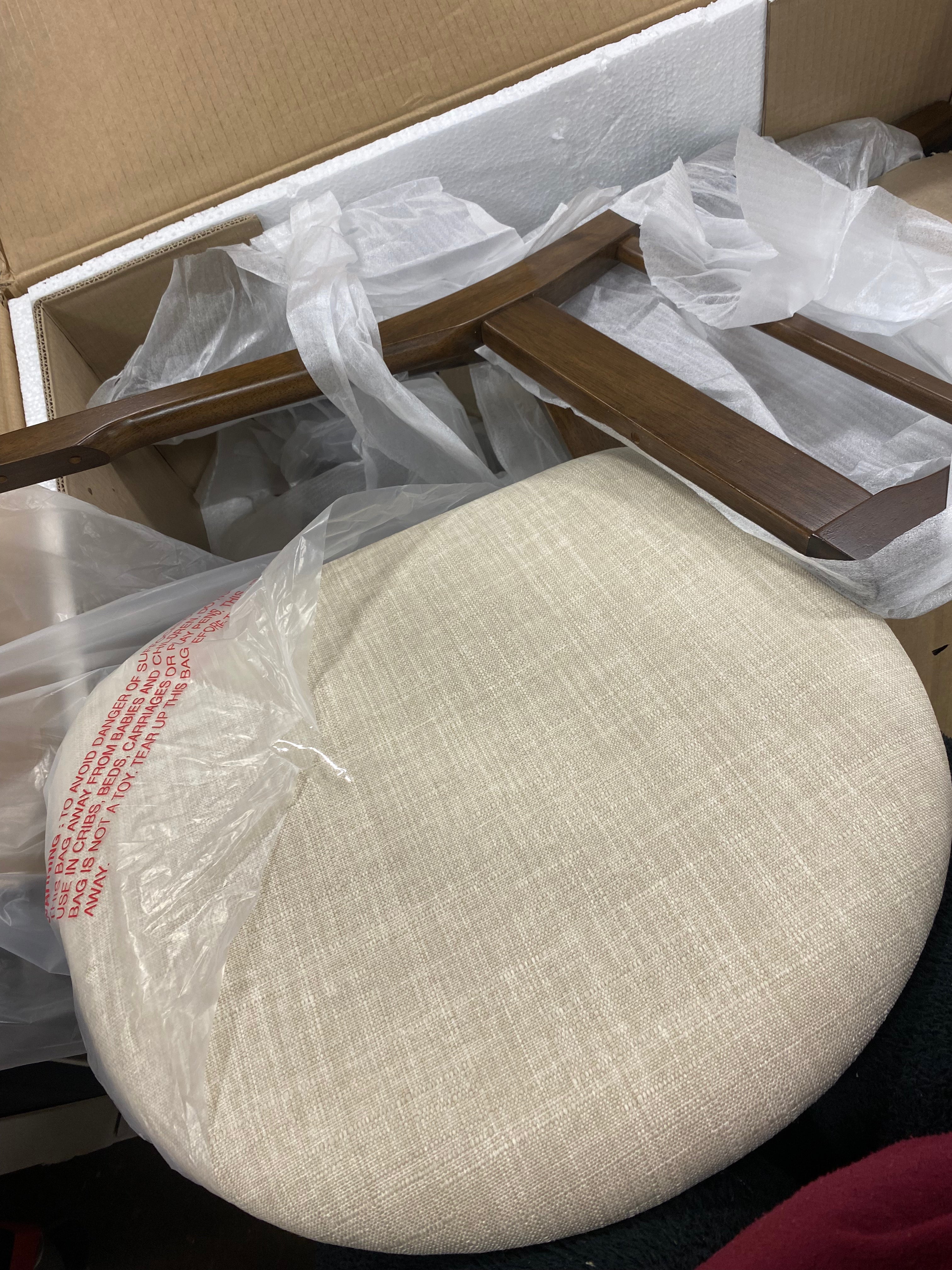 4-Piece Mid-Century Modern Upholstered Wooden Dining Chairs ONLY