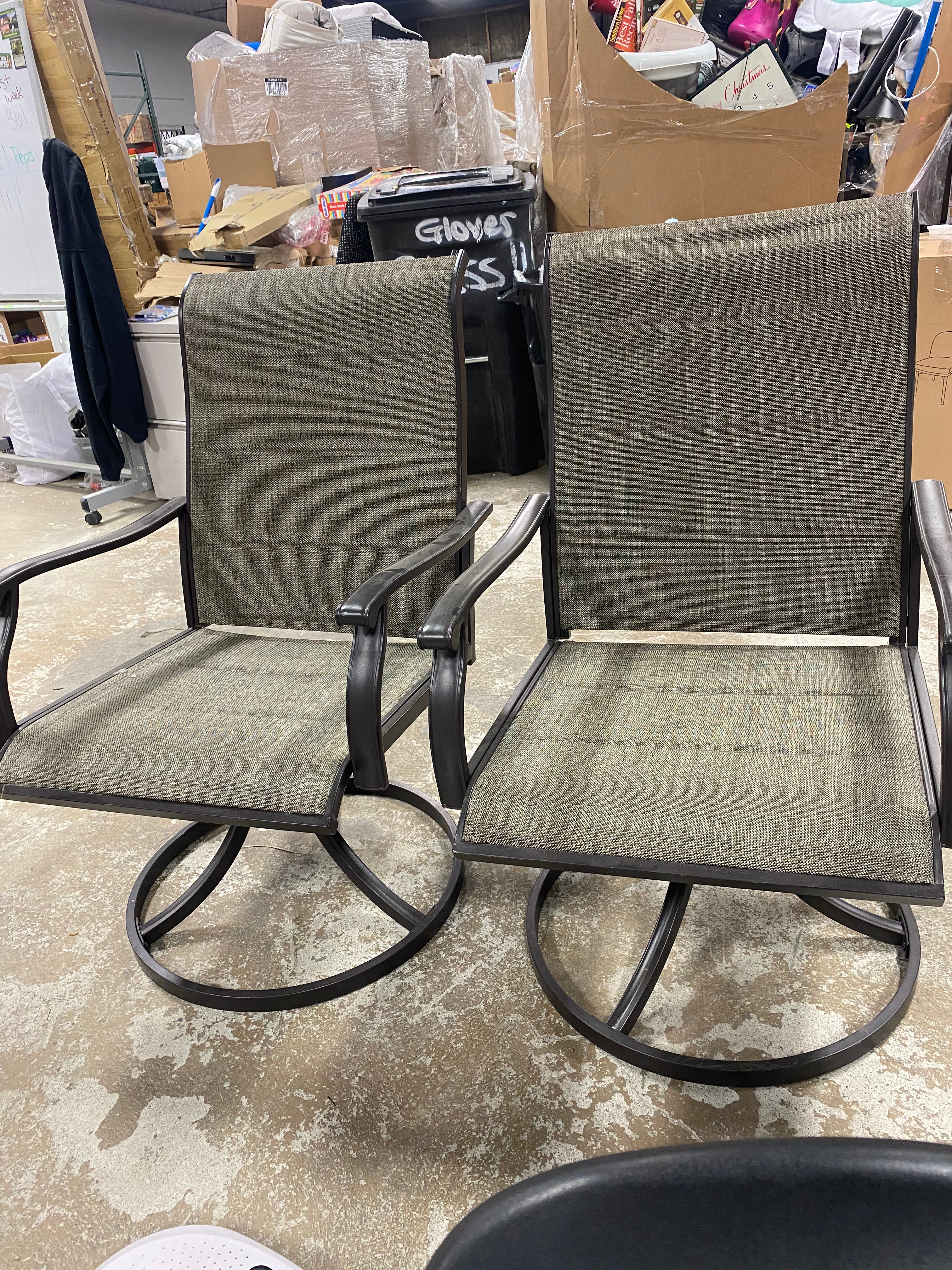 2pk Steel Swivel Patio Padded Arm Chairs - Outdoor Slingback, Weather-Resistant