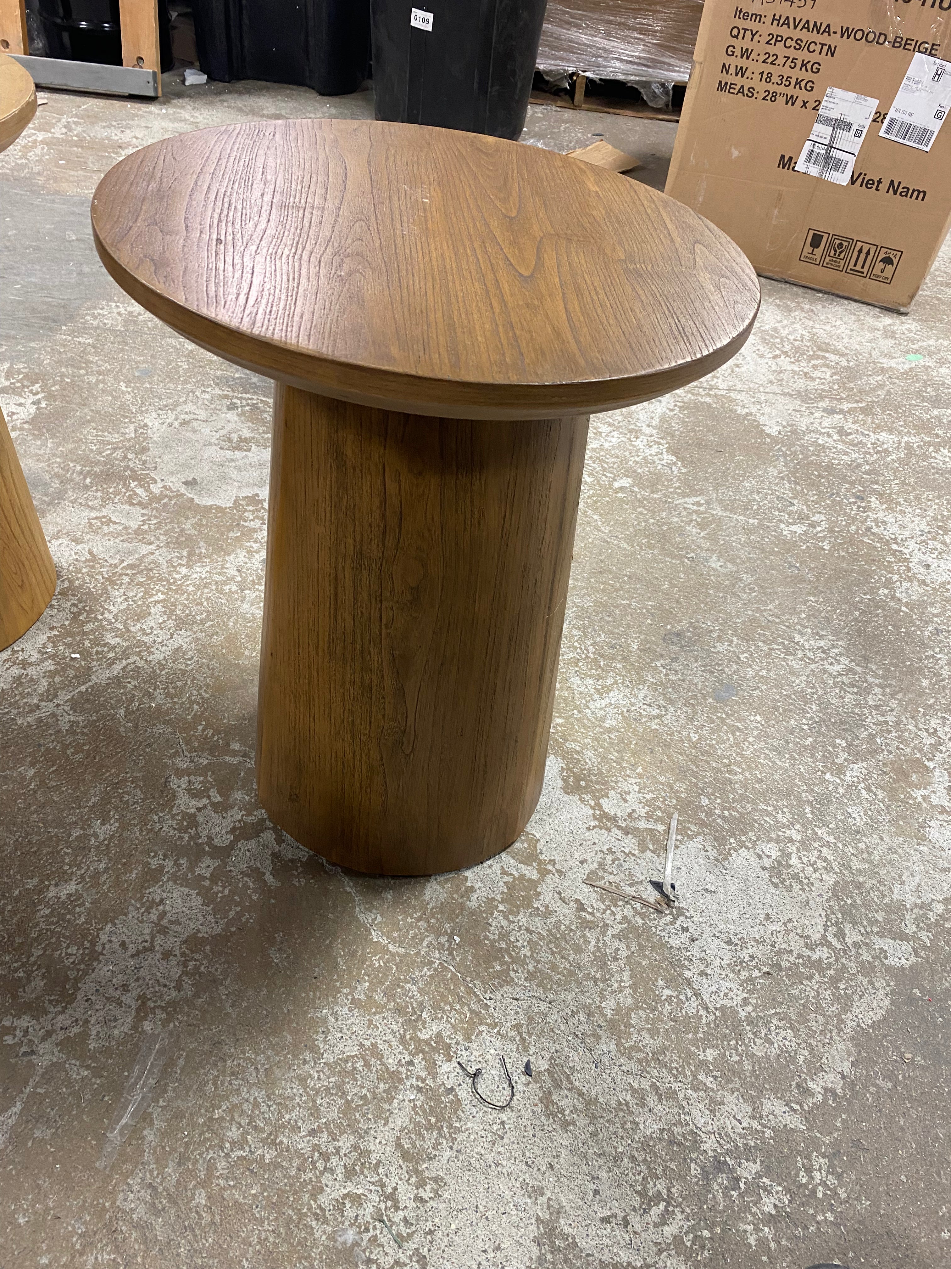 Wooden Round Pedestal Accent Side Table