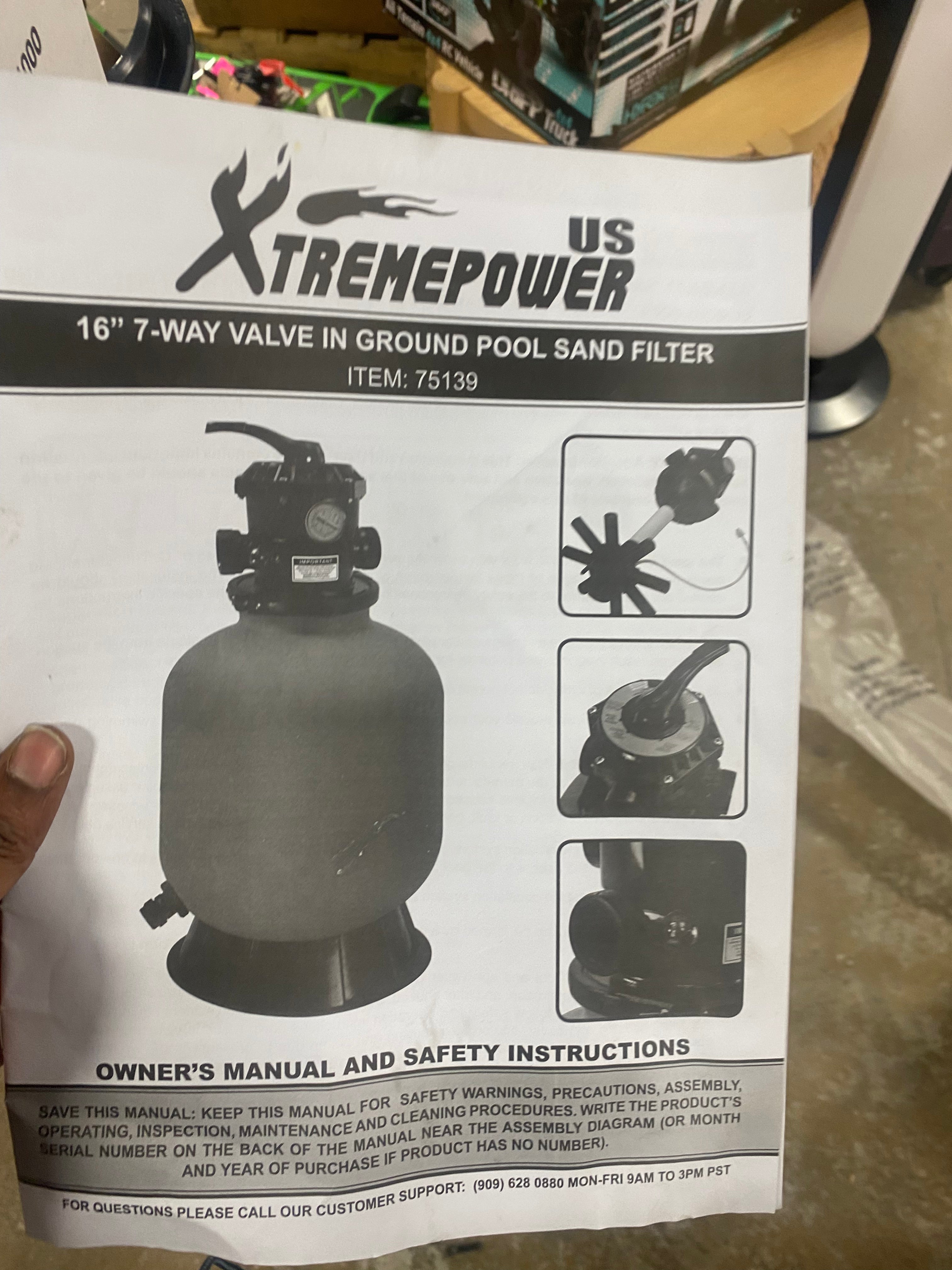 16" Swimming Pool Sand Filter System + 7-Way Valve Inground Pond