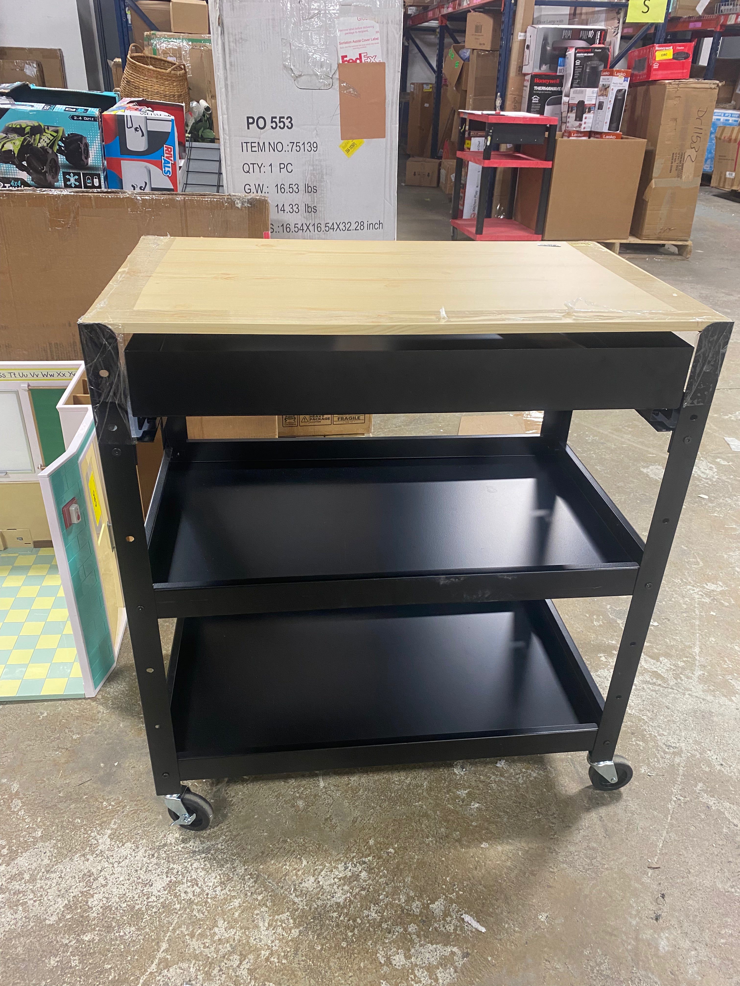 3 Tier Metal Rolling Service Cart