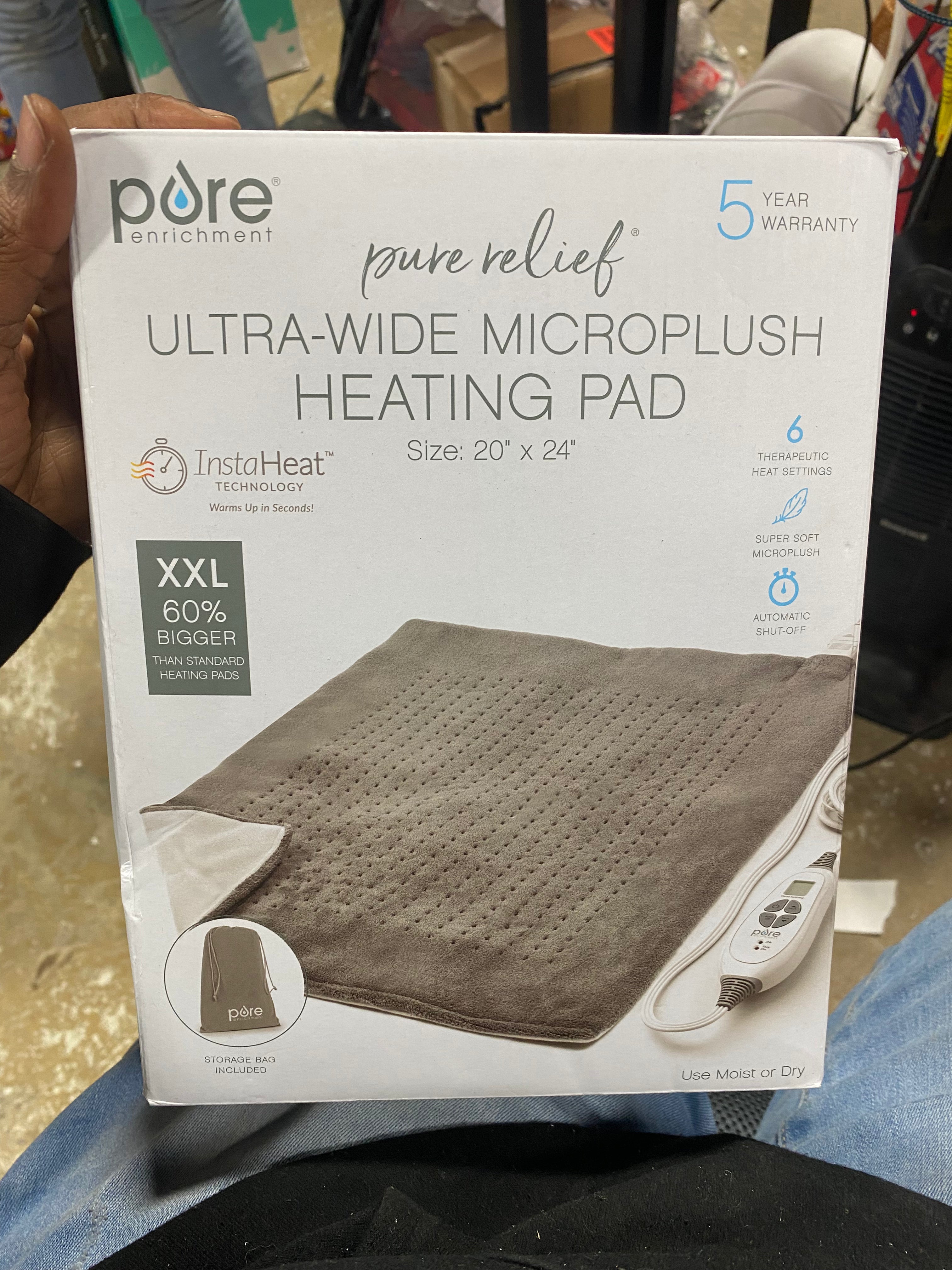 Pure Enrichment PureRelief with 6 Heat Settings and Auto Shut-off XXL Extra Wide Heating Pad - Charcoal Gray