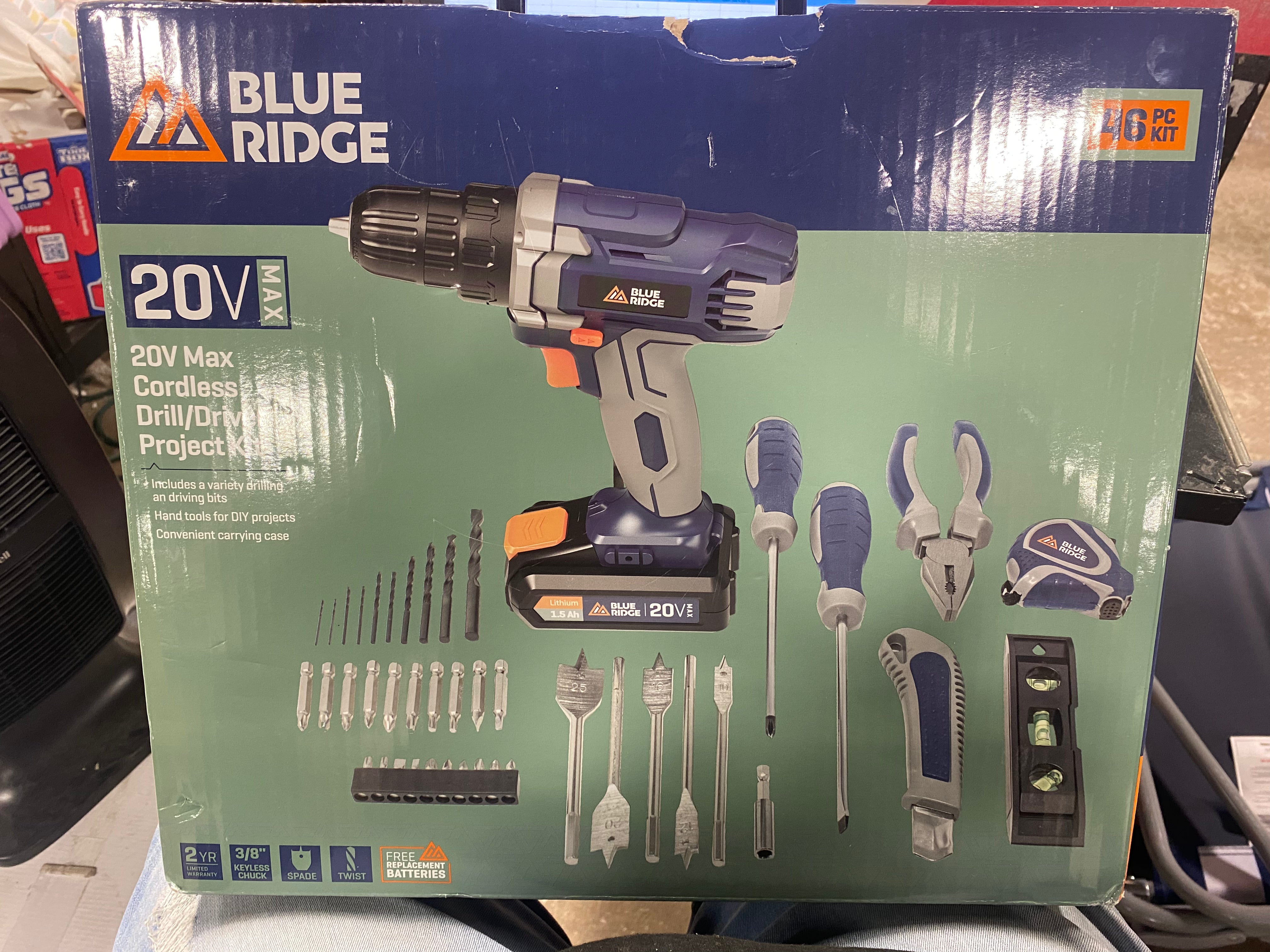 Cordless Project Kit: Lithium Battery, Power Drill Tool Set