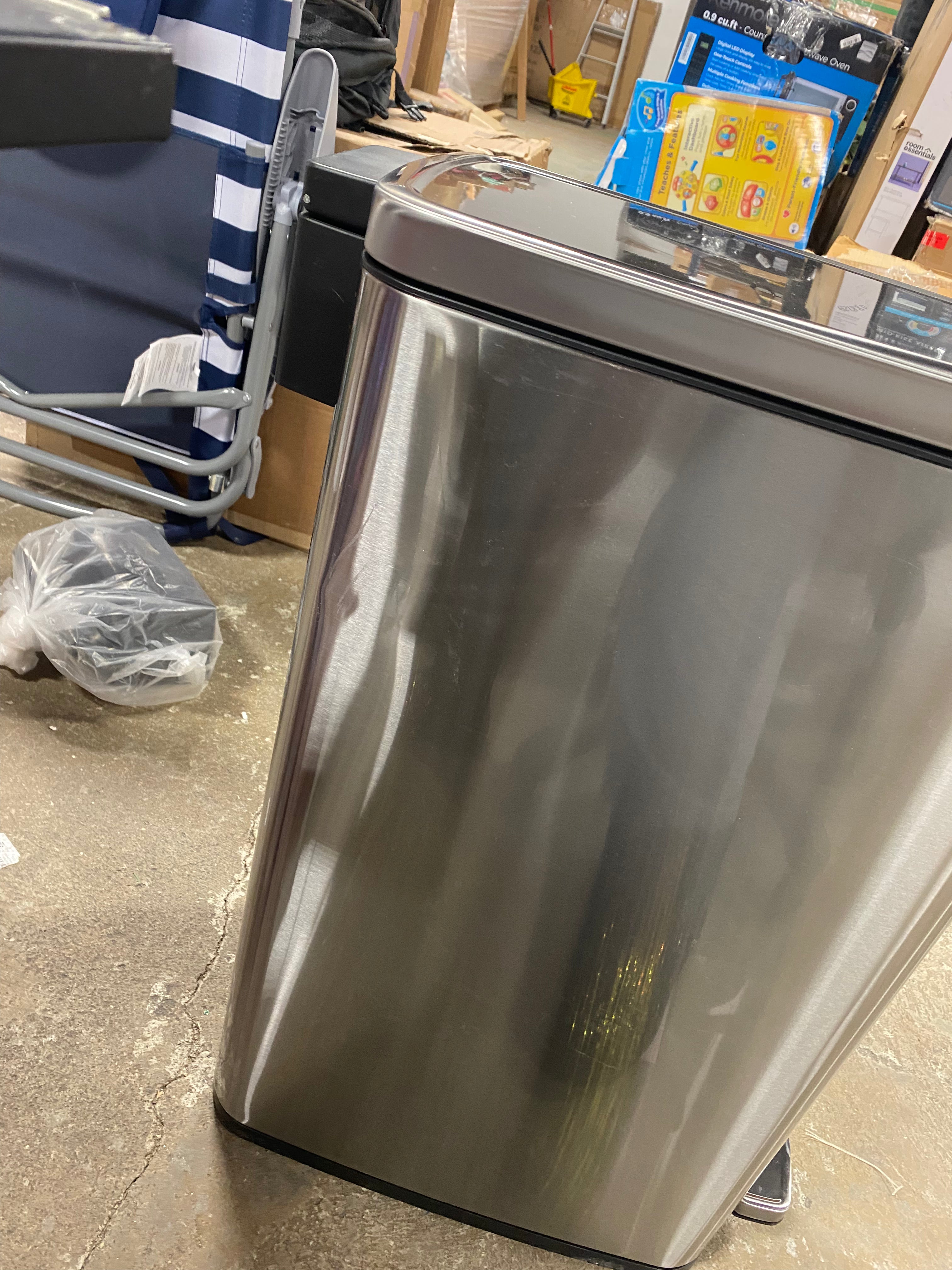Slim Step Trash Can - Stainless Steel Kitchen Garbage Can, Indoor, Smooth Finish, Silver,Capacity