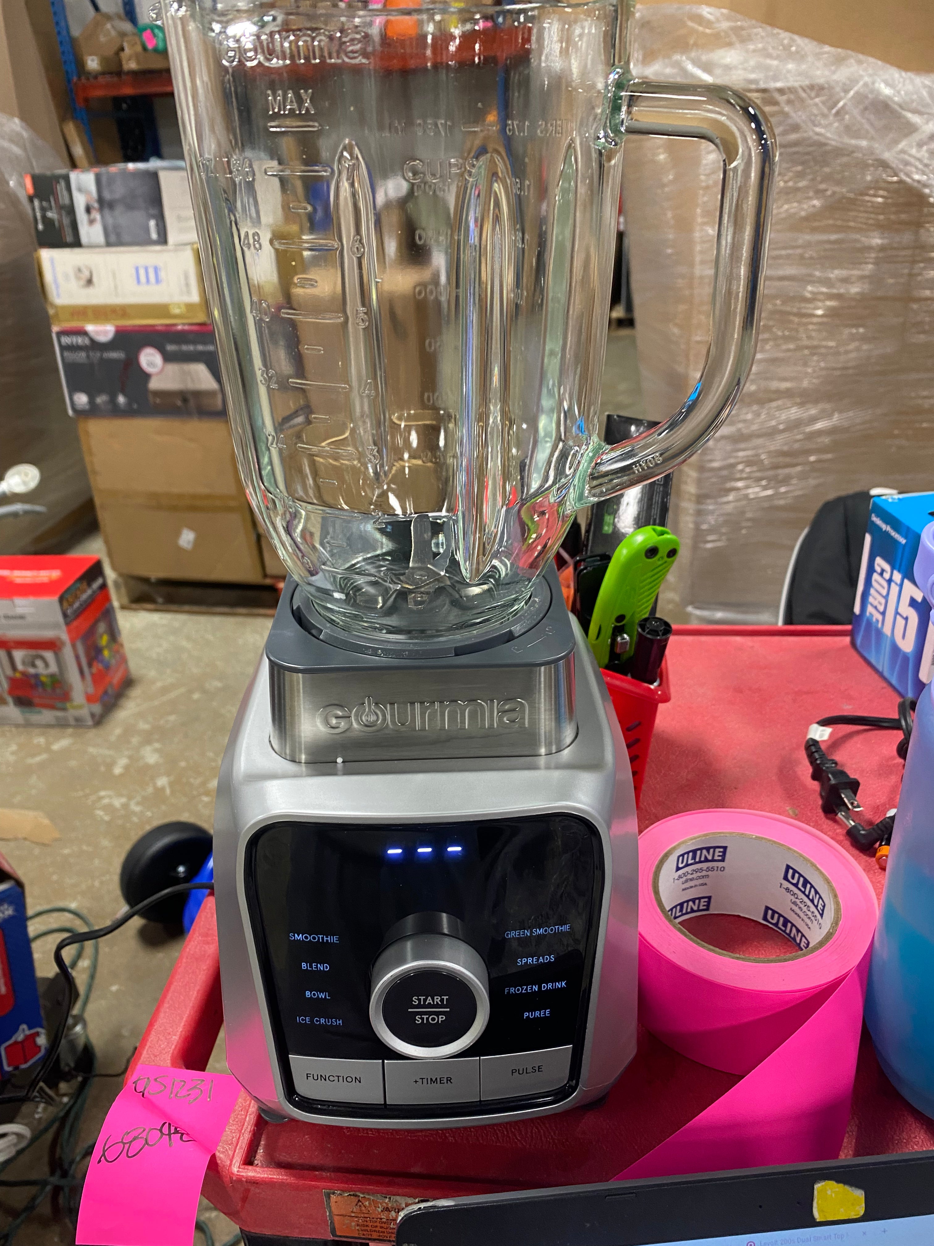 Digital Blender with 8 Total Blend Programs, 4 Speeds & Round-Plated Tamper Gray: Crushes Ice, Smoothie Maker