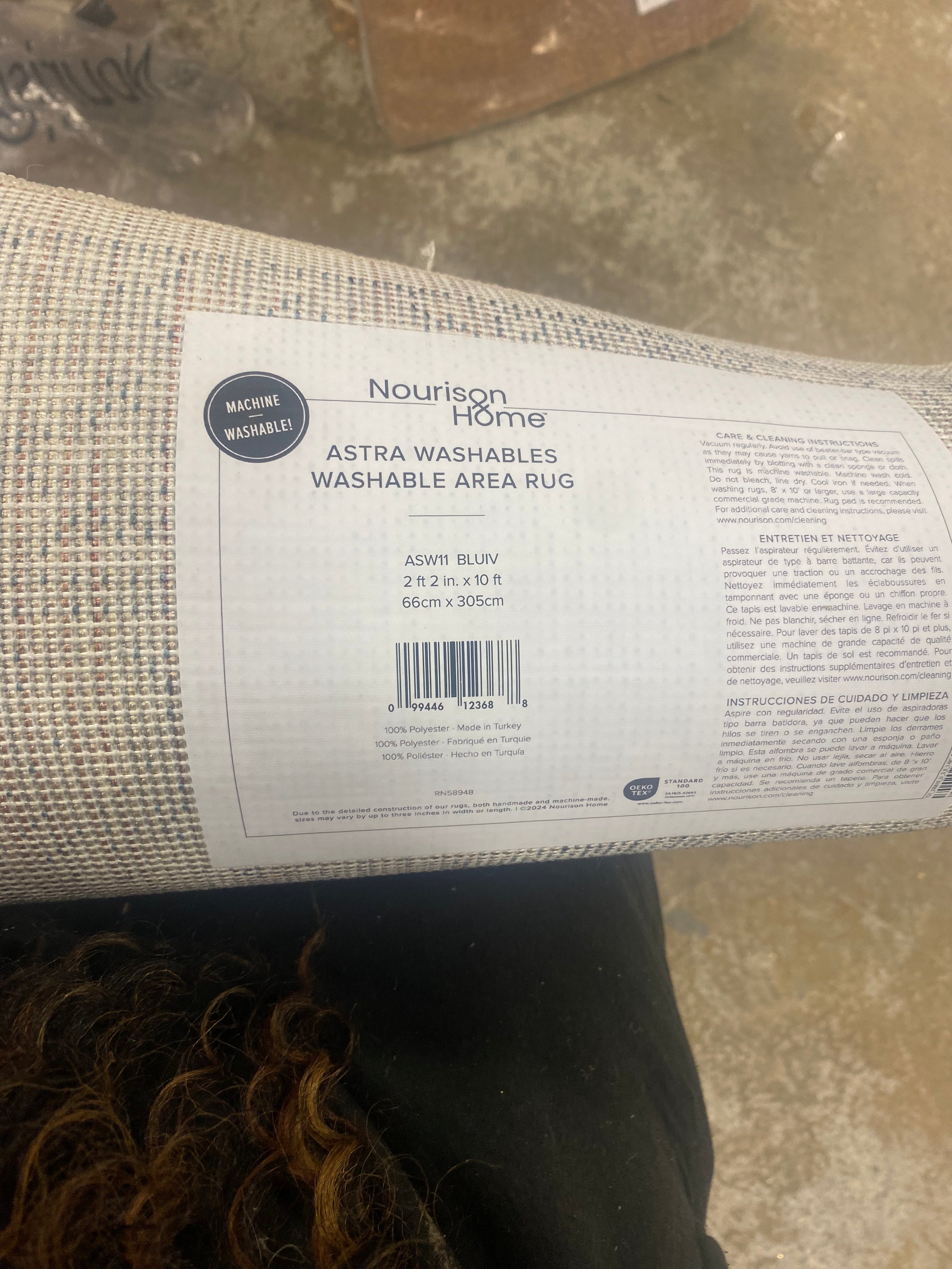 Astra Machine Washable Persian Blue/Ivory Area Rug - 2'2" x 10'