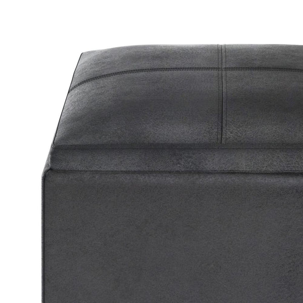 Cube Storage Ottoman in Distressed Vegan Leather