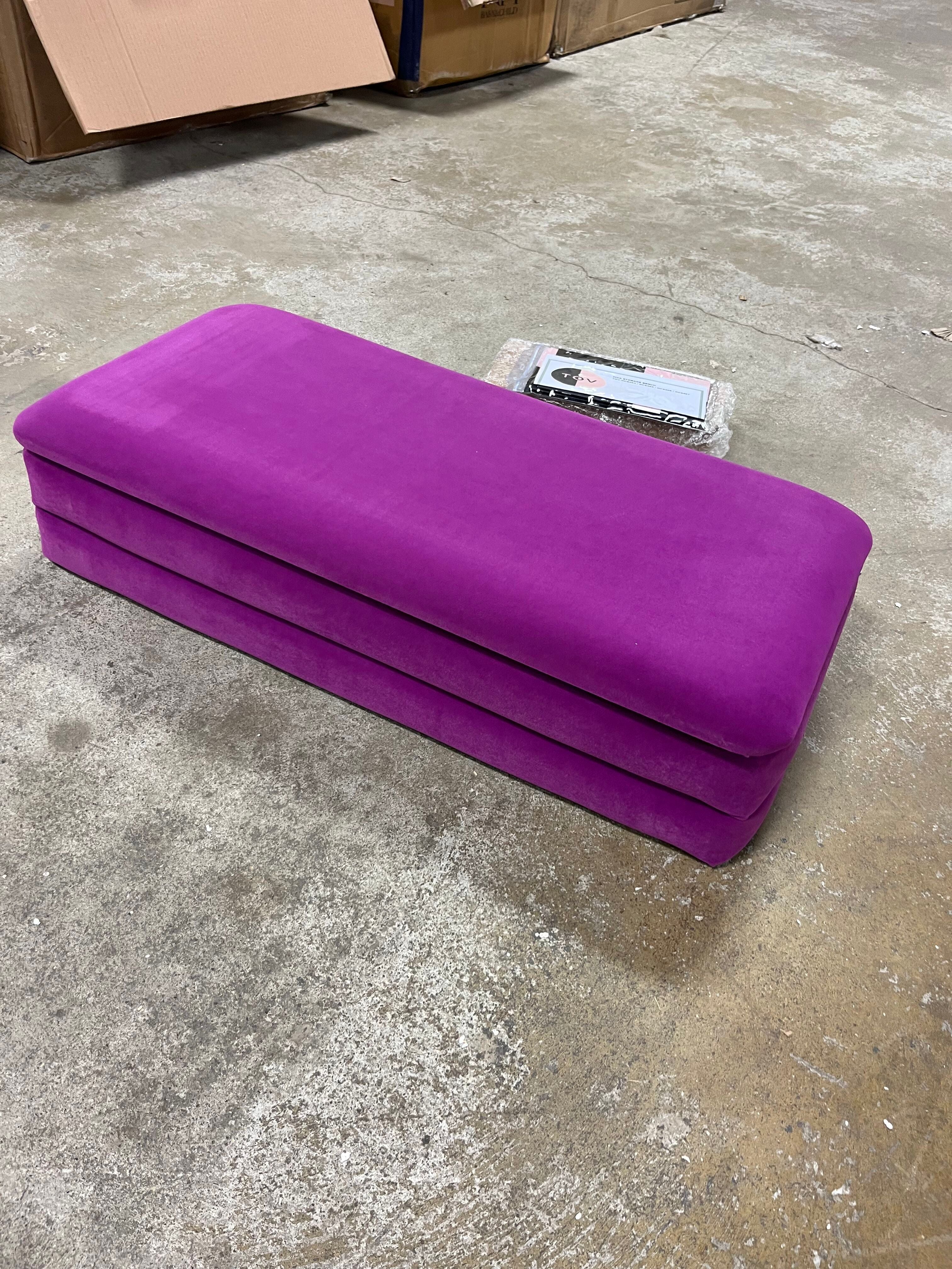 Yuki Modern Classic Purple Velvet Upholstered Storage Bench