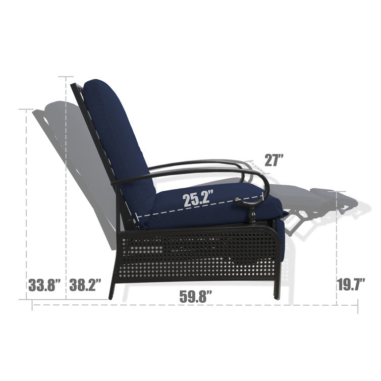 Aadhira Adjustable Outdoor Recliner Patio Chair with Cushions - Comfortable Recliner Chair