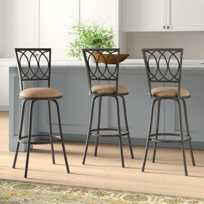 Aahir Swivel Upholstered Adjustable Height Bar Stool (Set of 3)