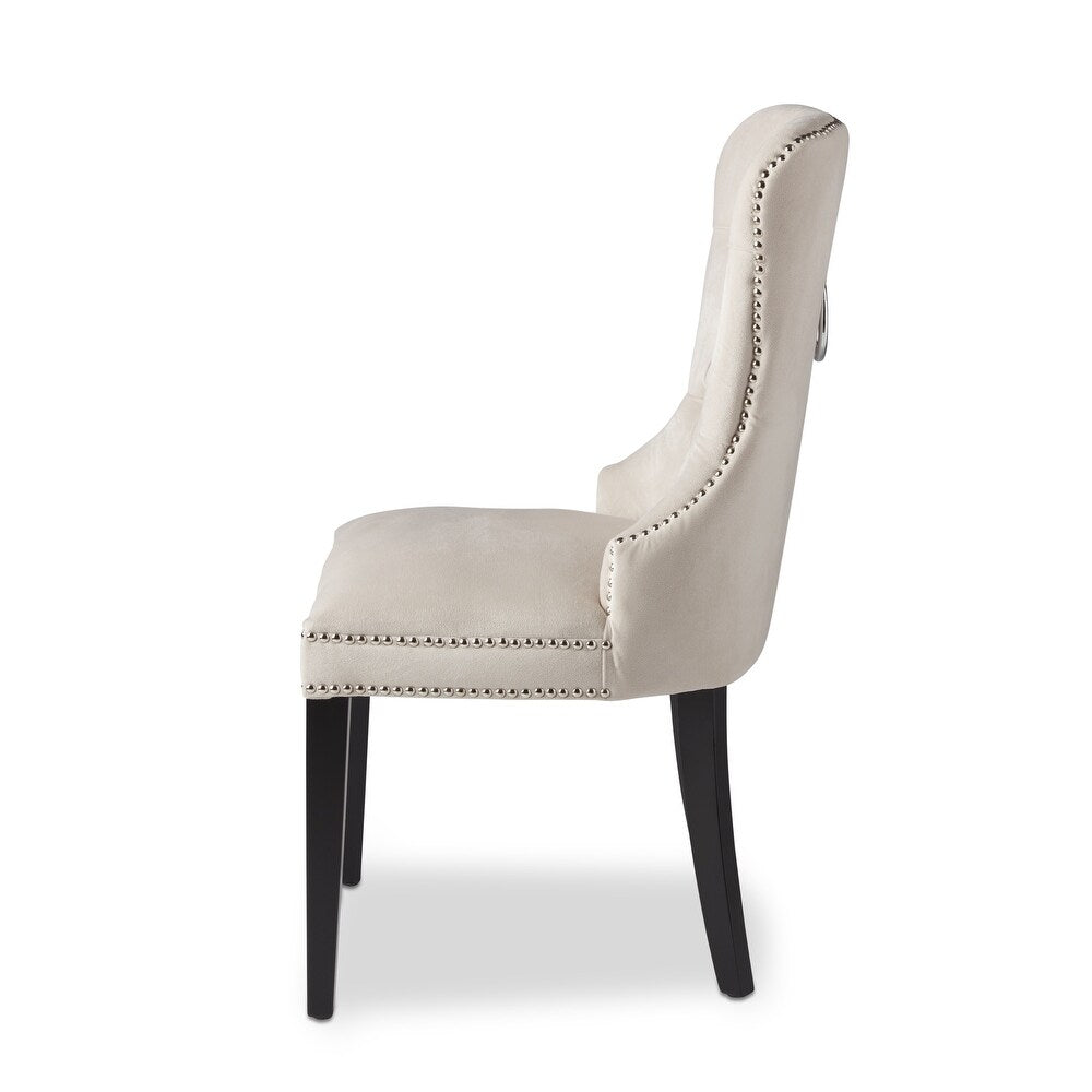 Versailles Tufted Velvet Dining Chair Single Ivory Salvage & Co Indy