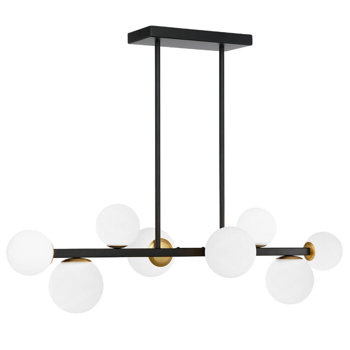 Black Abernathy 8 - Light Kitchen Island Linear Pendant